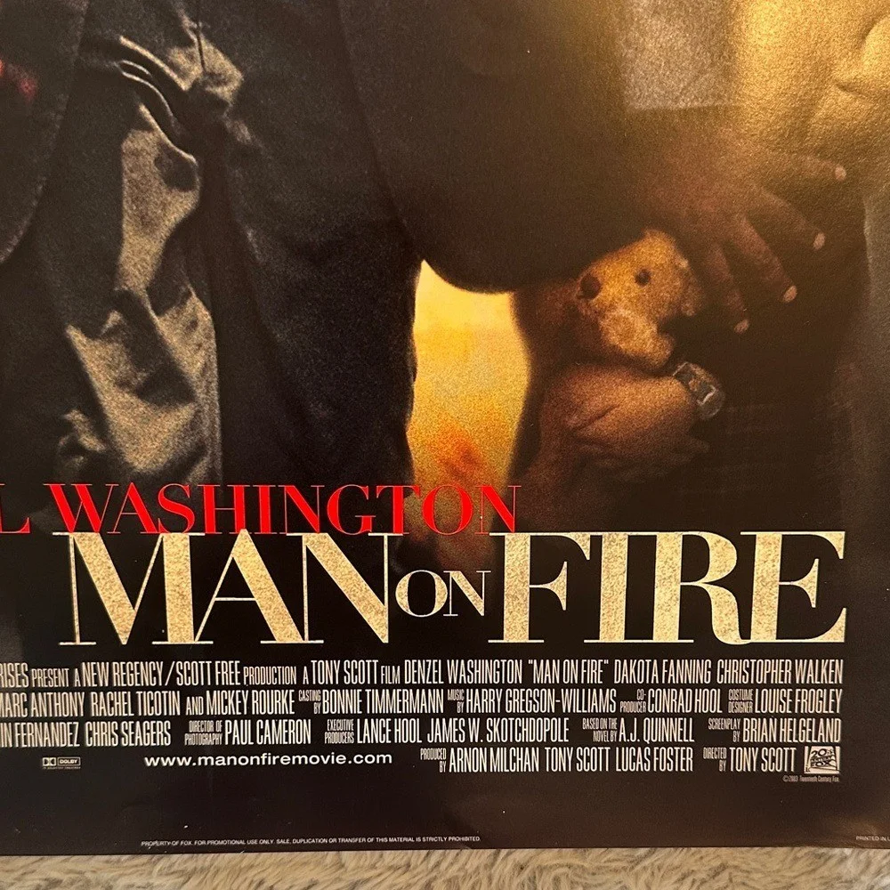 Man on Fire Movie Poster MIni 13 x 20 Denzel Washington Dakota Fanning, изображение 5