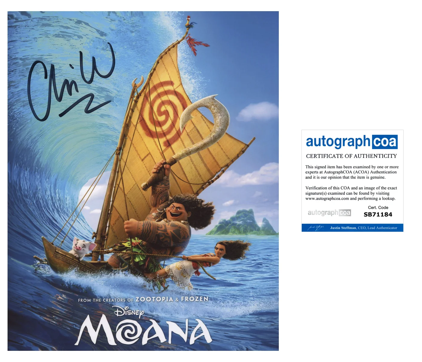 Chris Williams — Chris Williams Director & Writer of MOANA Signed 8x10 Photo EXACT Proof ACOA F