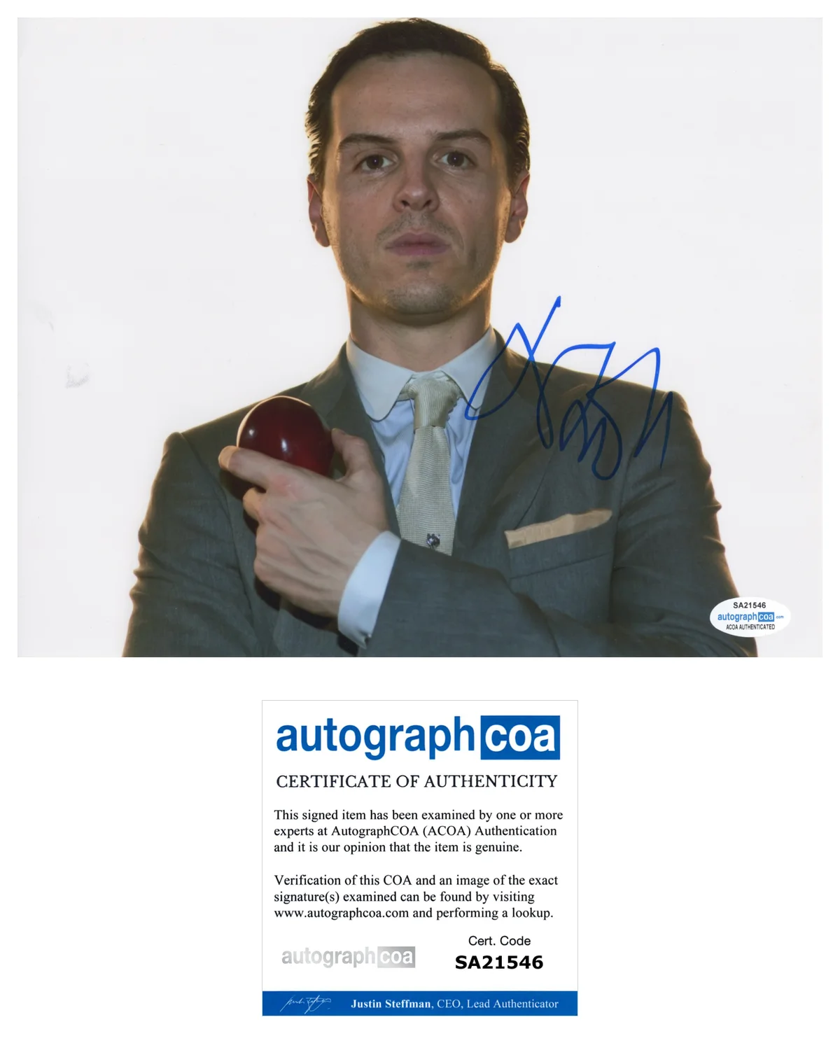 Andrew Scott Sherlock Autographed Signed 8x10 Photo ACOA #3, image 2