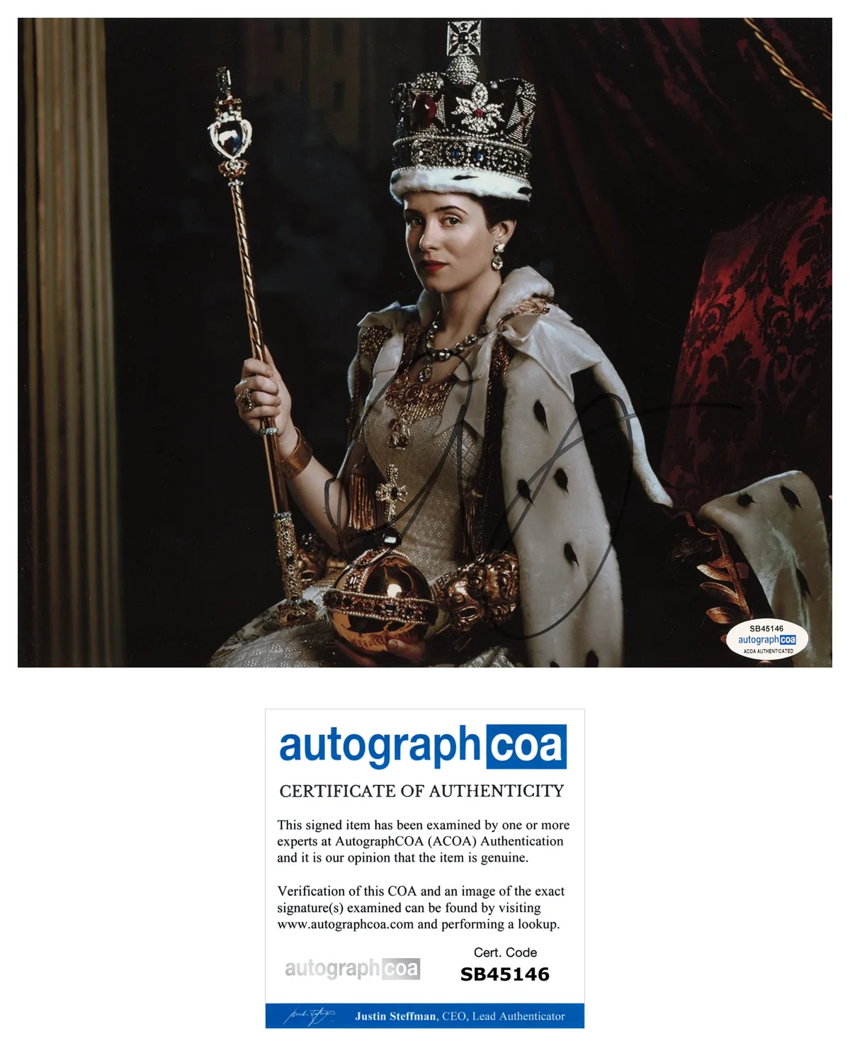 Claire Foy The Crown Autographed Signed 8x10 Photo ACOA, изображение 2