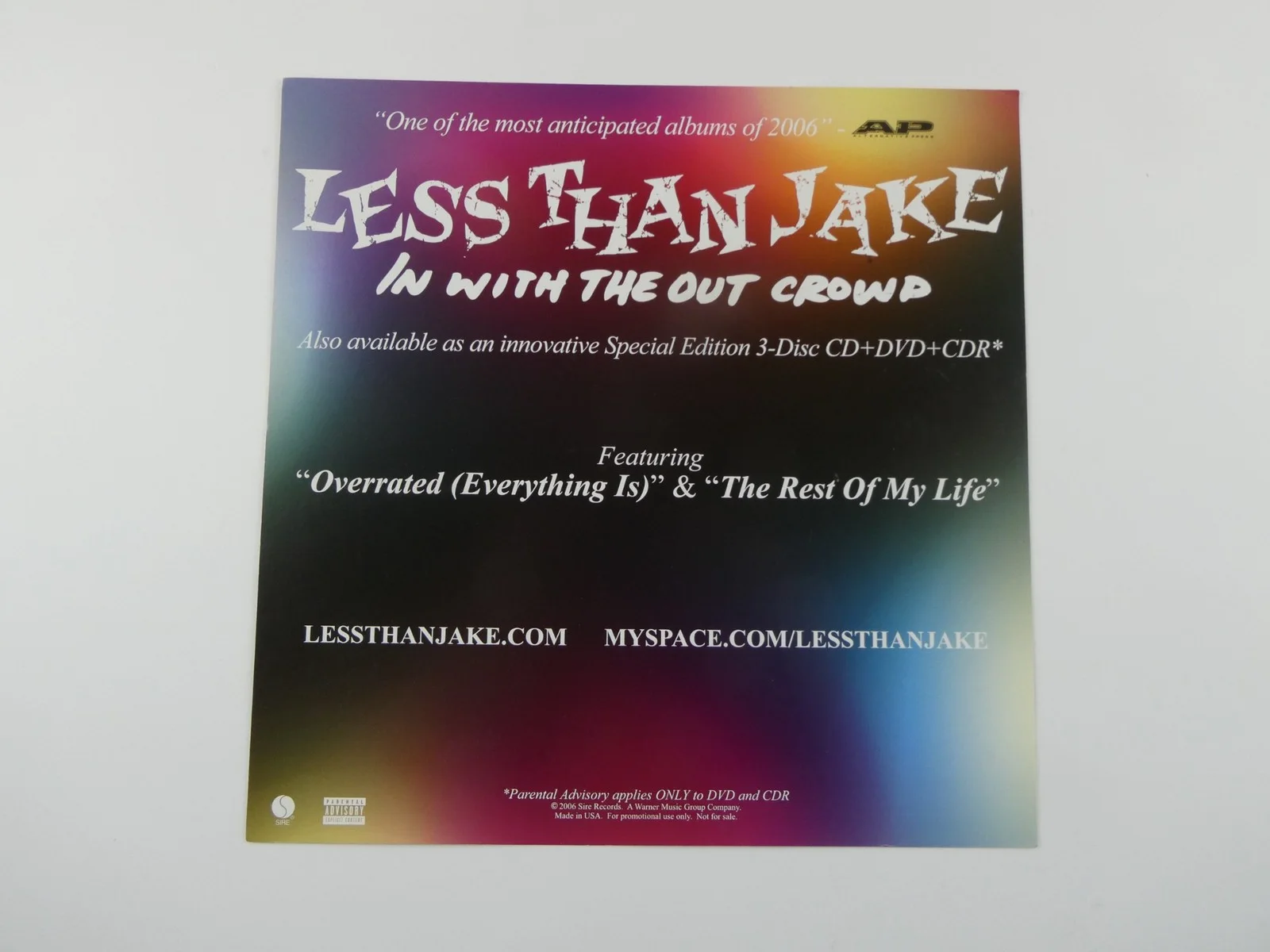 Less Than Jake Signed Album Flat 12x12 In With The Out Crowd Autographed, image 5