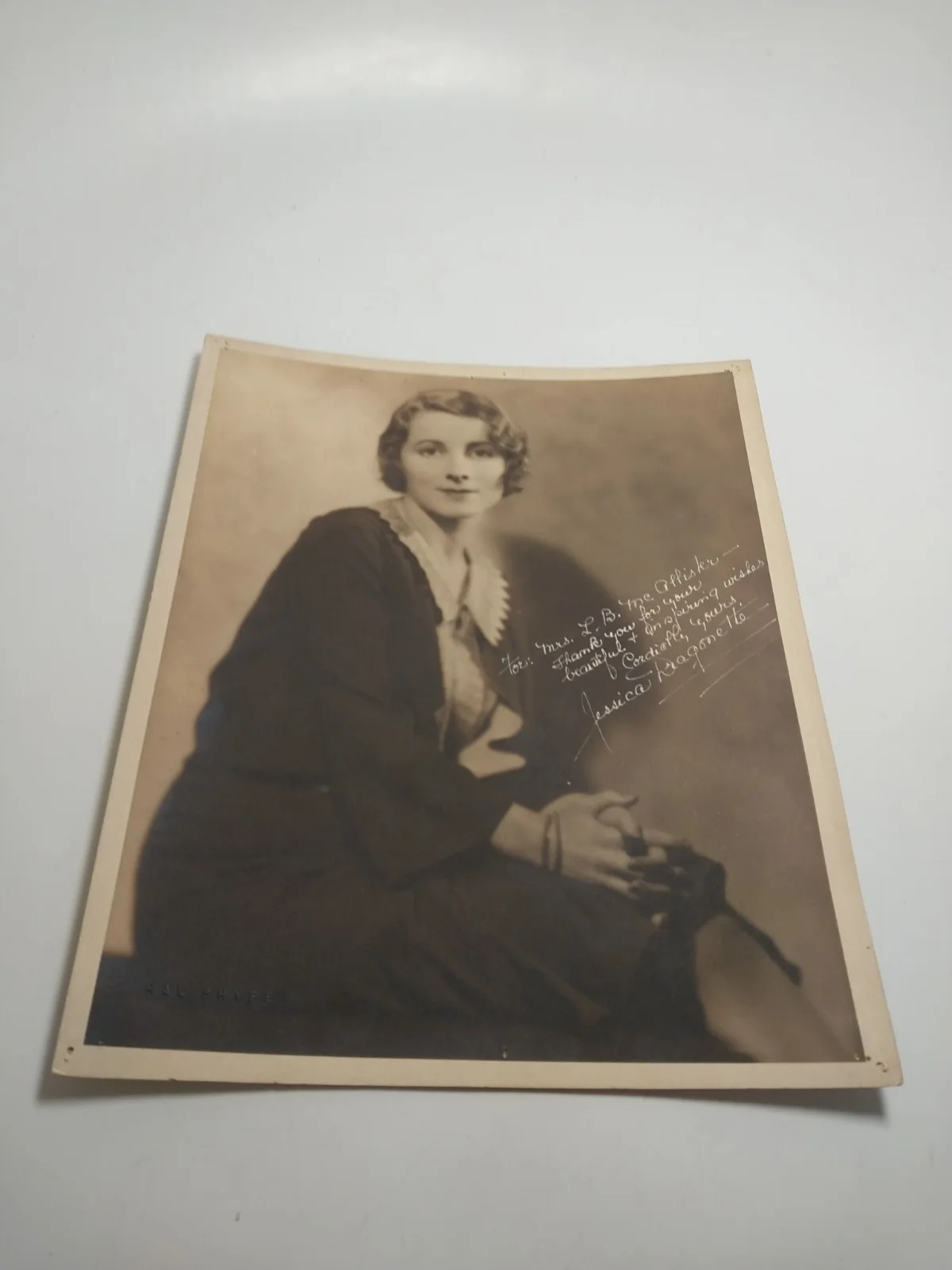 Vintage c1930 Jessica Dragonette Signed Autograph Hal Phyfe Photo Radio Singer, изображение 2