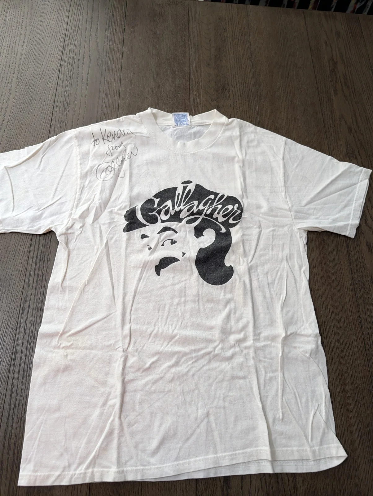 Gallagher — CAMISETA FIRMADA AUTOGRAFIADA COMEDIANTE GALLAGER TALLA L Camisa Rara Vintage Años 90