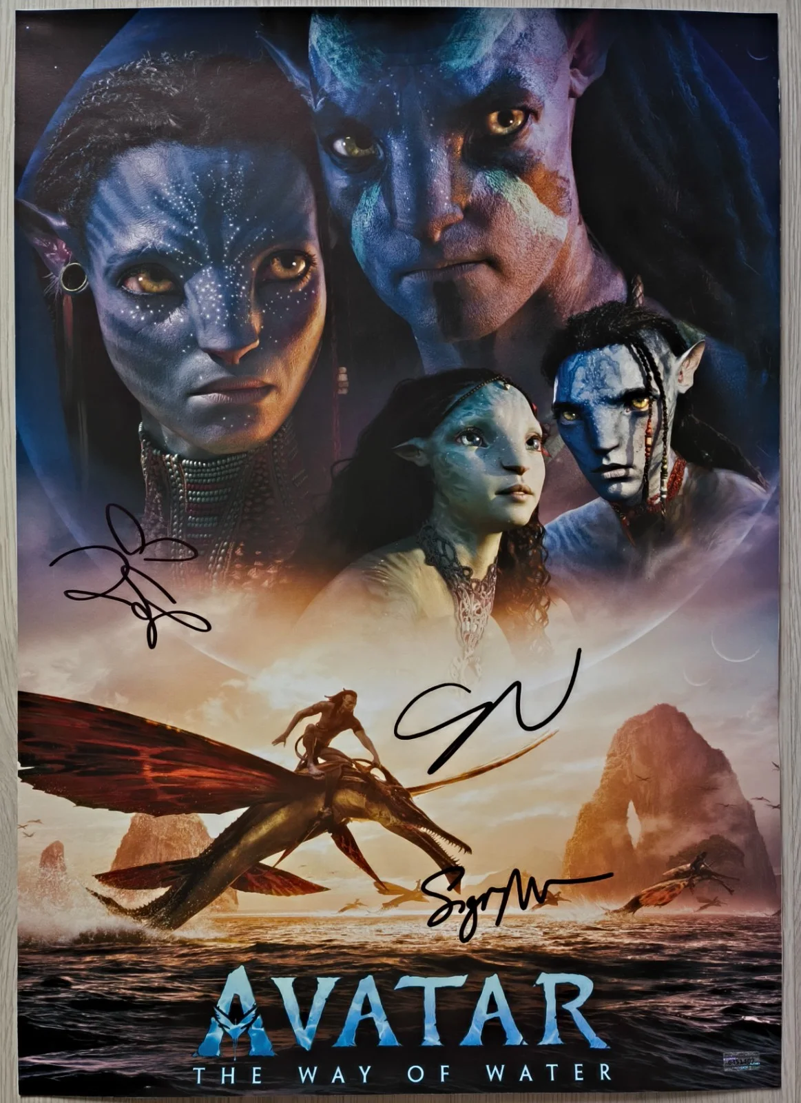 Sam Worthington, Zoe Saldana, Sigourney Weaver — Autograph Sam Worthington, Zoe Saldana, Sigourney Weaver Signed 23x17 Poster