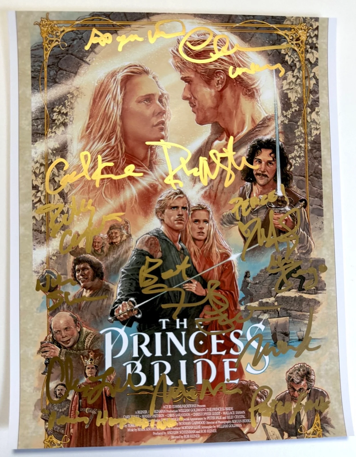 Cast — PRINCESS BRIDE 8x10 photo cast signed by CARL ELWES ROBIN WRIGHT ROB REINER