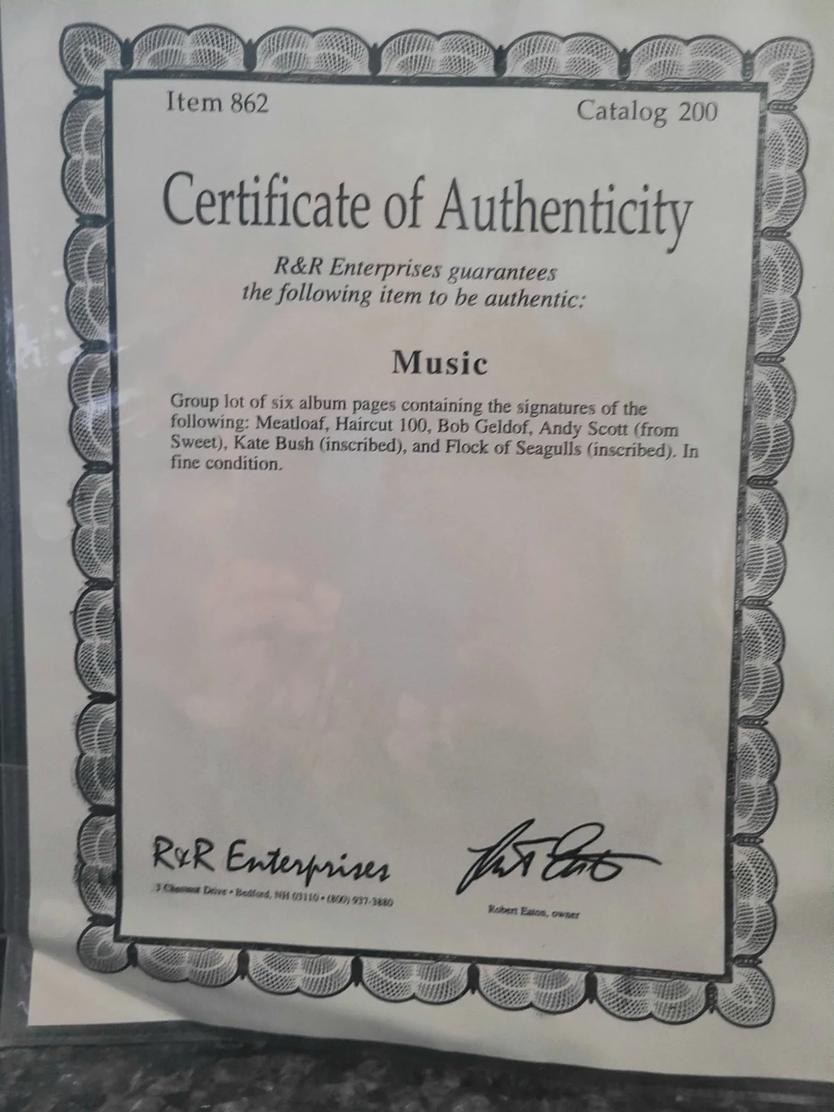 Kate Bush Signed Original Music Autograph w/ R&R Enterprises Authentication, image 2