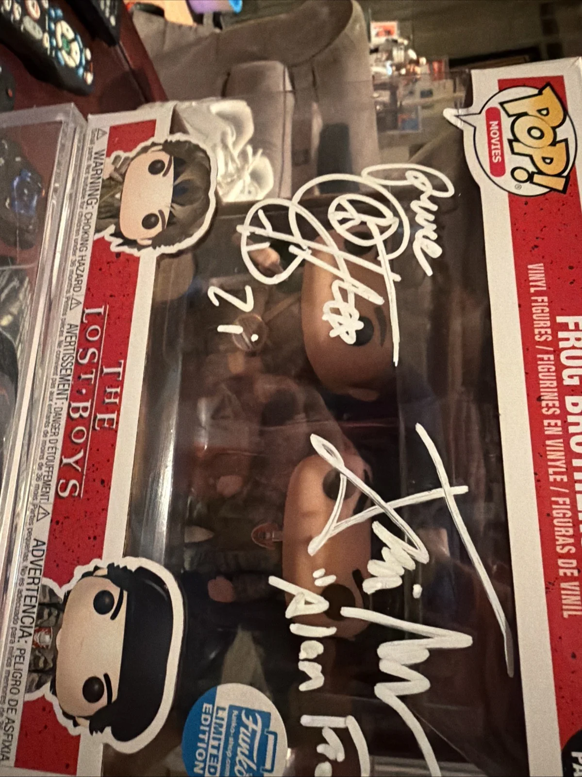 Corey Feldman, Jamison Newlander — The Lost Boys Signed Funko Pop Corey Feldman Jamison Newlander Frog Brothers JSA, изображение 2