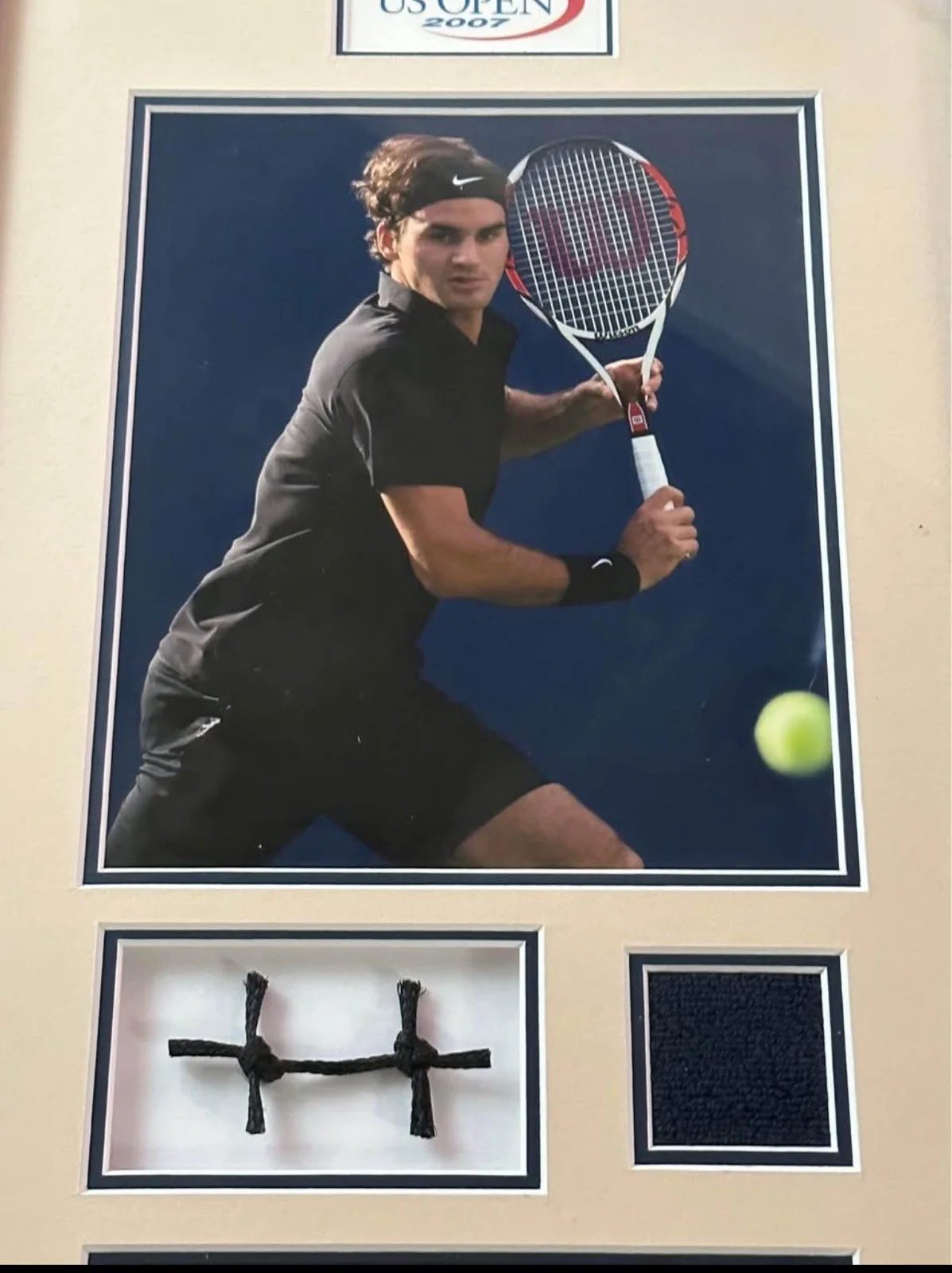 Roger Federer — Roger Federer 2007 U.S. Open Tennis Custom Framed W net piece And COA(18/500), изображение 5