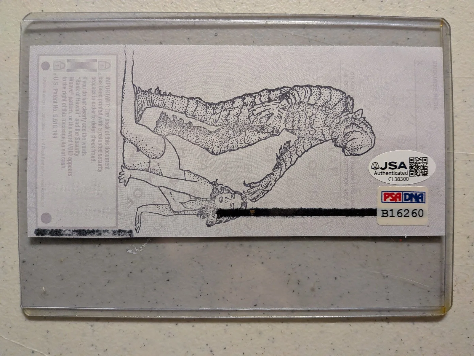 BEN CHAPMAN Signed CHECK Stamp Creature from the Black Lagoon Autograph JSA COA, image 2