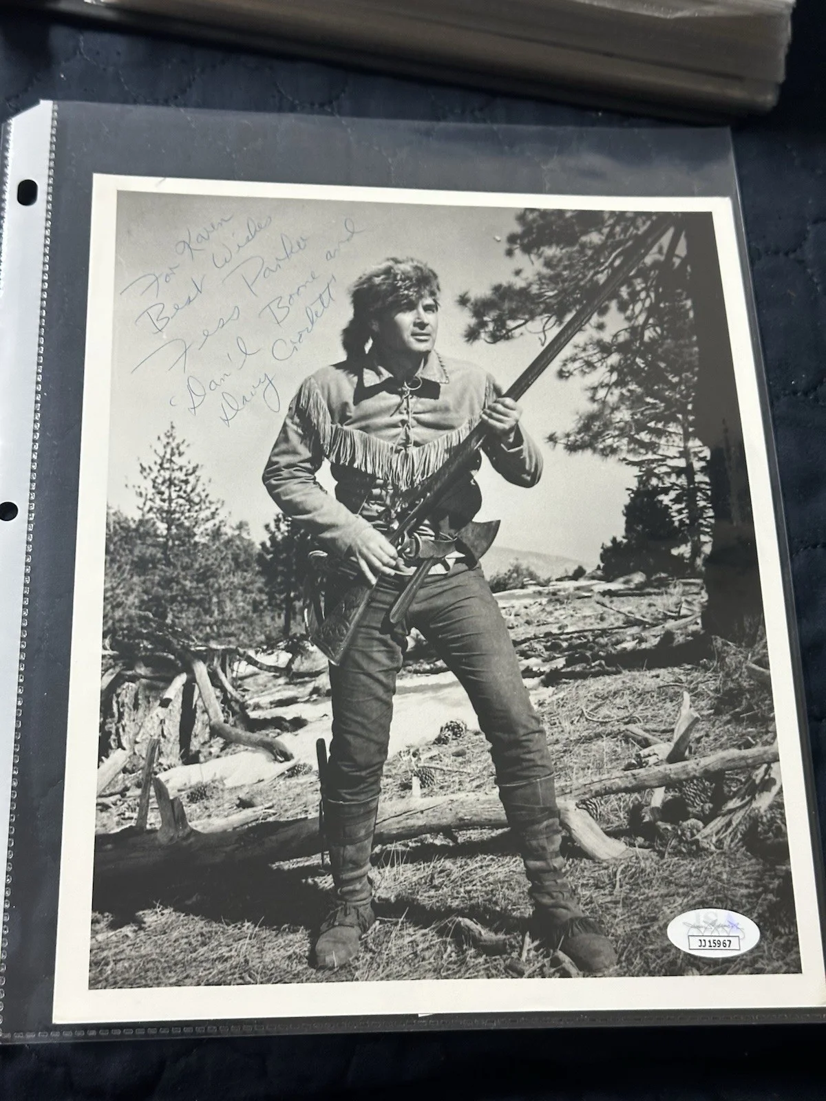 Fess Parker — FESS PARKER signed Vintage Color 8x10 Photo JSA COA (Davy Crockett/Daniel Boone)