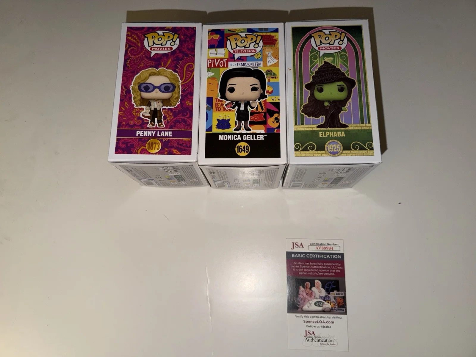 COURTNEY COX CYNTHIA ERIVO KATE HUDSON — Signed Funko Pop Lot ACTRESS WICKED ALMOST FAMOUS Friends BECKETT COA, изображение 3