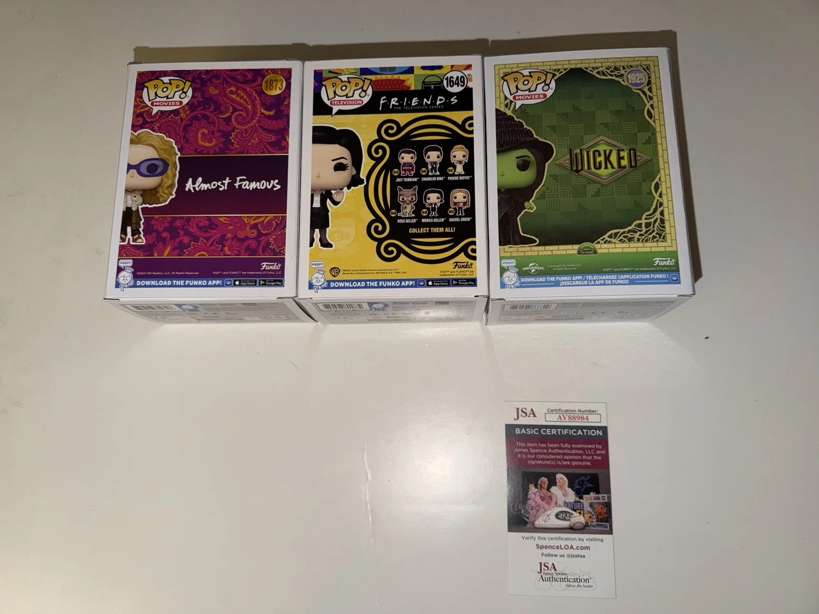 COURTNEY COX CYNTHIA ERIVO KATE HUDSON — Signed Funko Pop Lot ACTRESS WICKED ALMOST FAMOUS Friends BECKETT COA, изображение 4