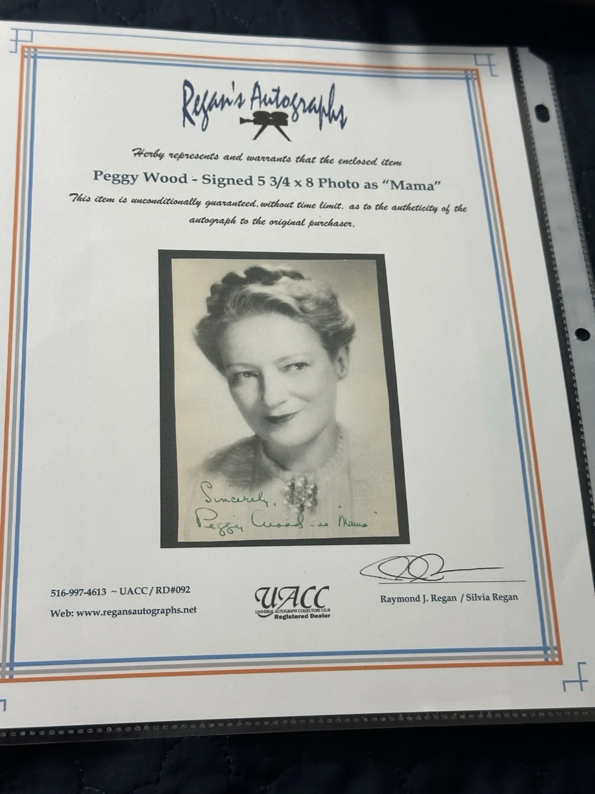 Peggy Wood Signed Magazine Page w/ Judson Laire & Ruth Gates "Mama" - COA, изображение 2