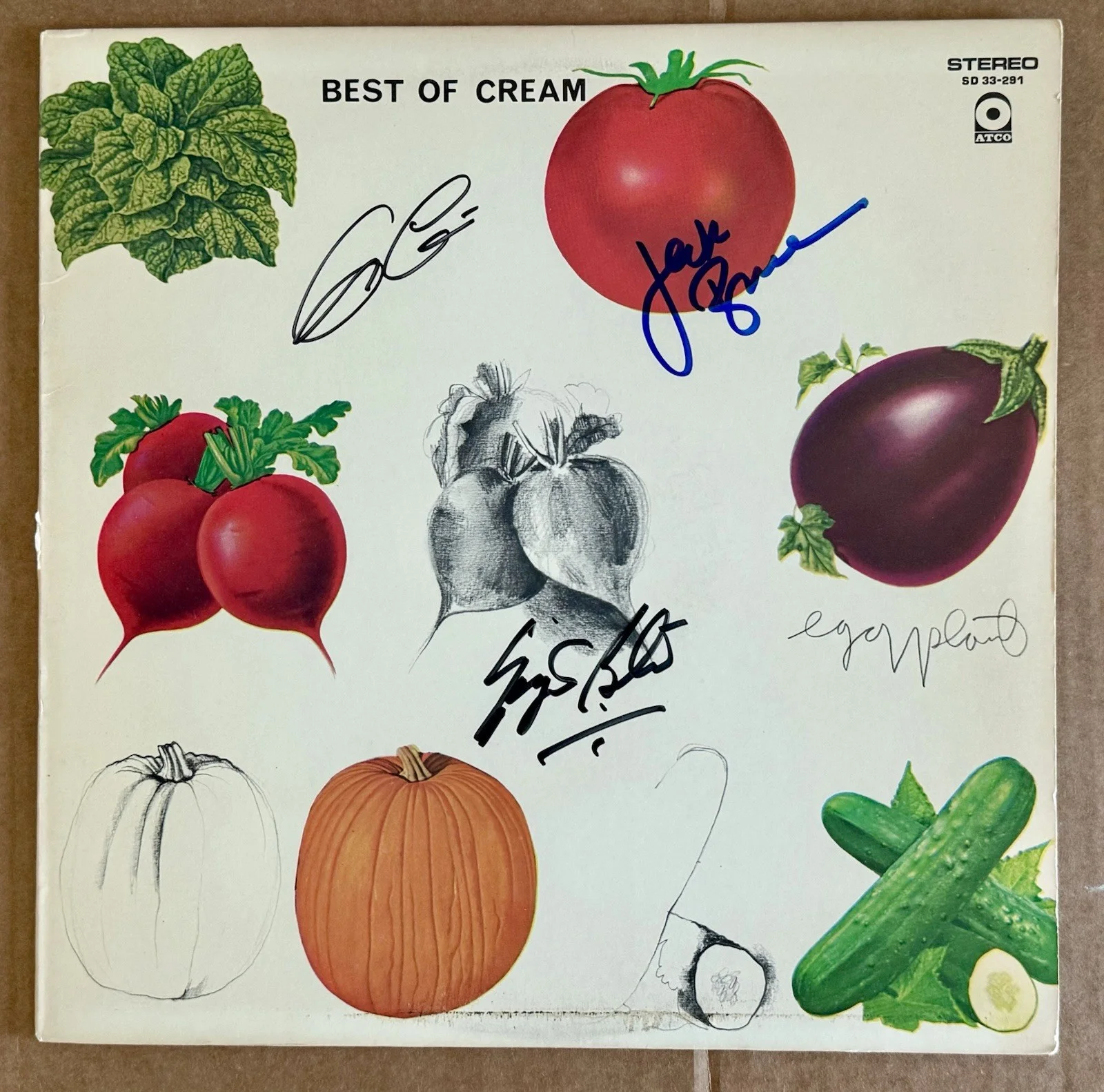 Eric Clapton, Jack Bruce & Ginger Baker — CREAM HAND SIGNED LP BY ERIC CLAPTON JACK BRUCE GINER BAKER BEST OF CREAM