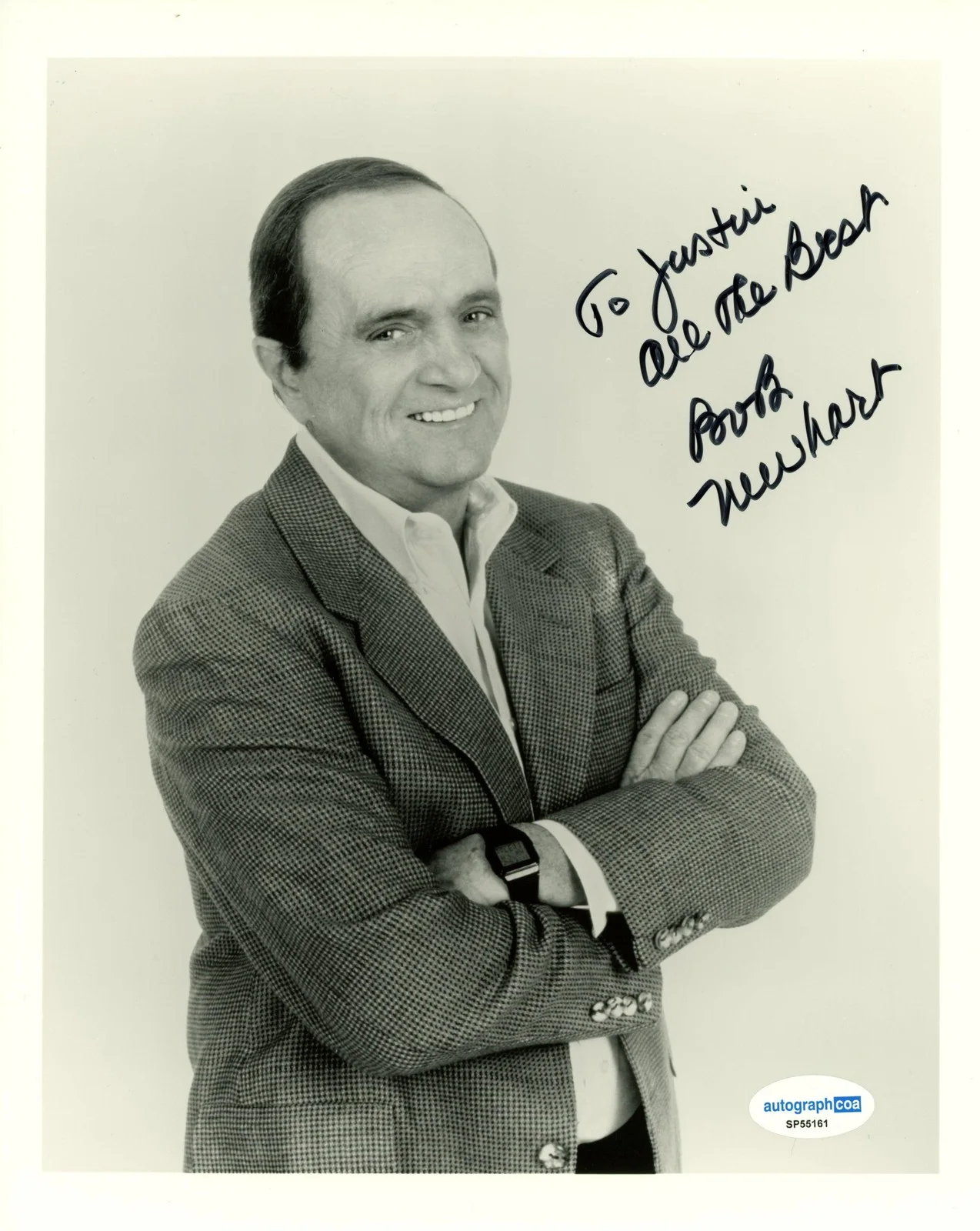 Bob Newhart — Bob Newhart "Newhart" AUTOGRAPH Signed 8x10 Photo 'To Justin' ACOA, изображение 2