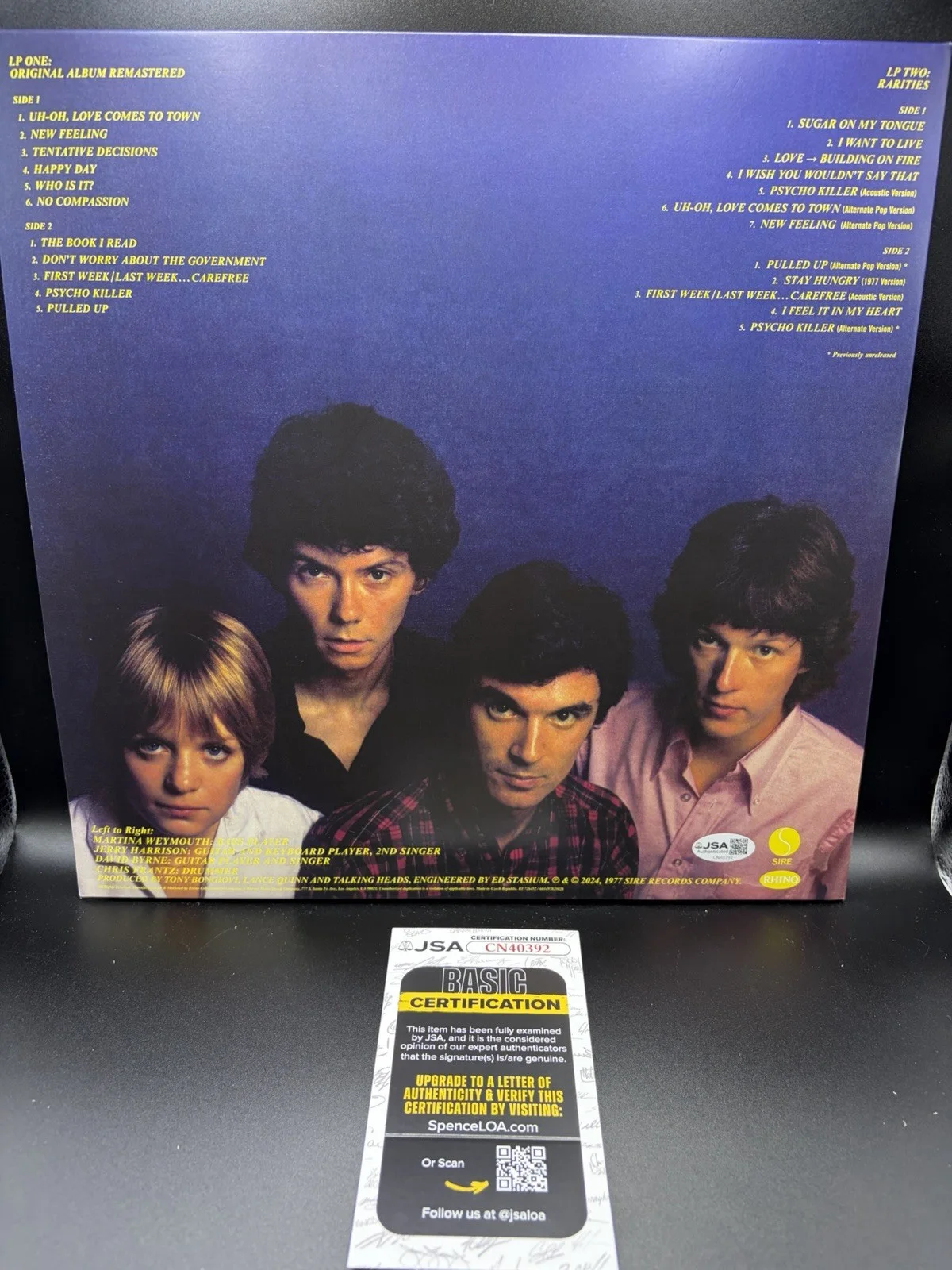 DAVID BYRNE SIGNED TALKING HEADS 77 VINYL RECORD AUTOGRAPHED JSA COA, image 3