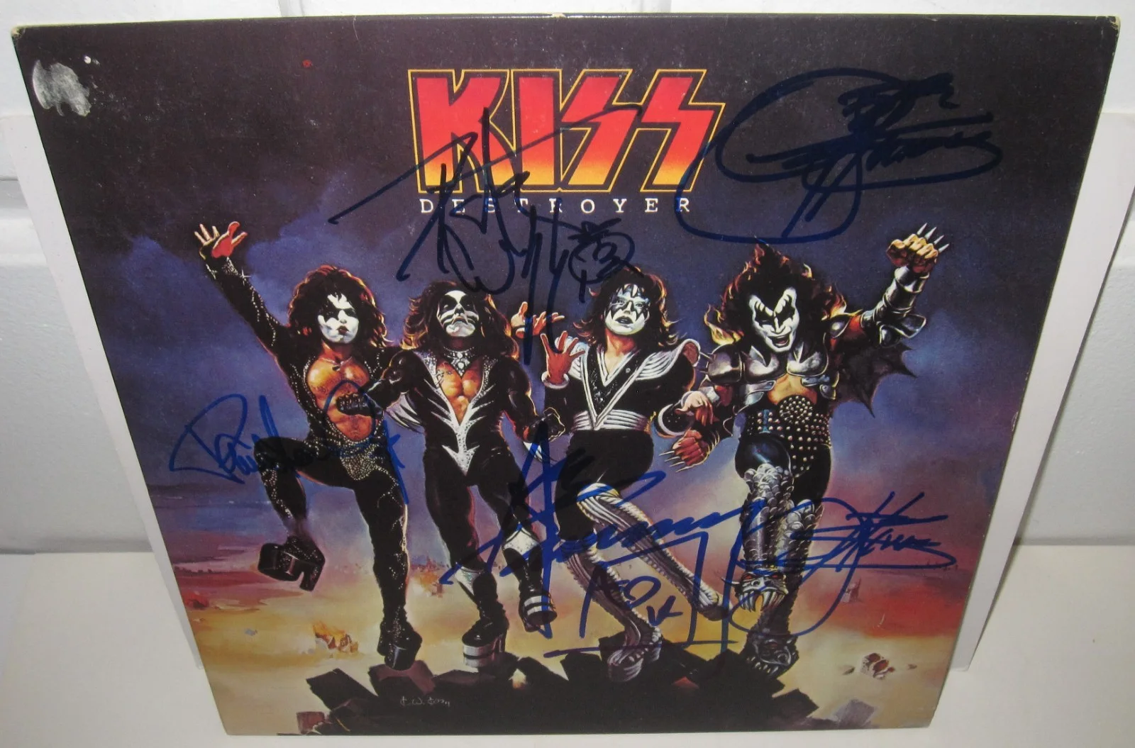 KISS SIGNED DESTROYER ALBUM VINYL GENE SIMMONS ACE FREHLEY AUTOGRAPH BECKETT LOA, изображение 2