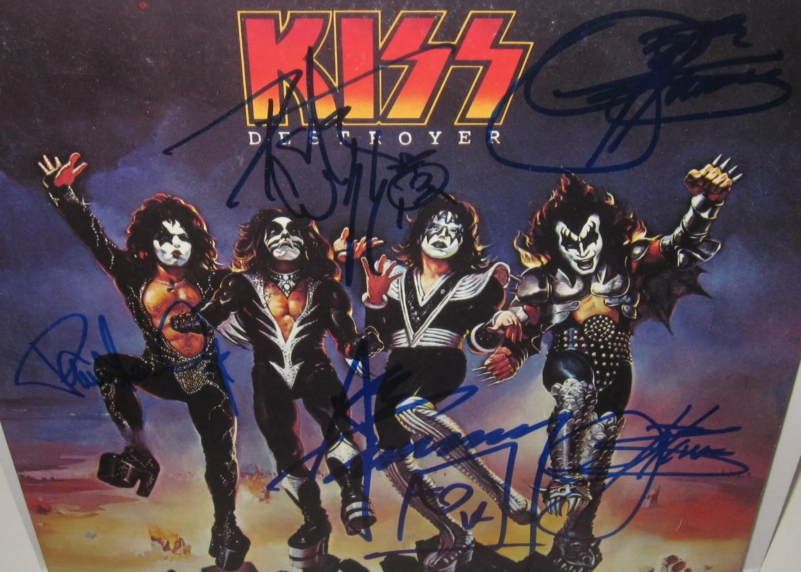 KISS SIGNED DESTROYER ALBUM VINYL GENE SIMMONS ACE FREHLEY AUTOGRAPH BECKETT LOA, изображение 3