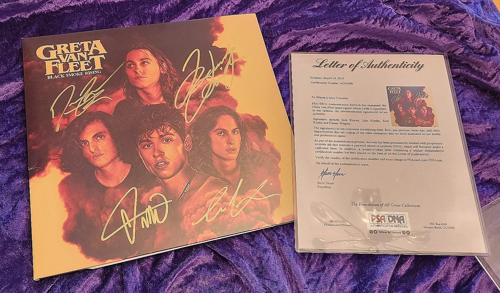 GRETA VAN FLEET SIGNED IN GOLD SHARPIE MINT PSA LOA JOSH/ JAKE /DANNY/SAM KISZKA, изображение 2