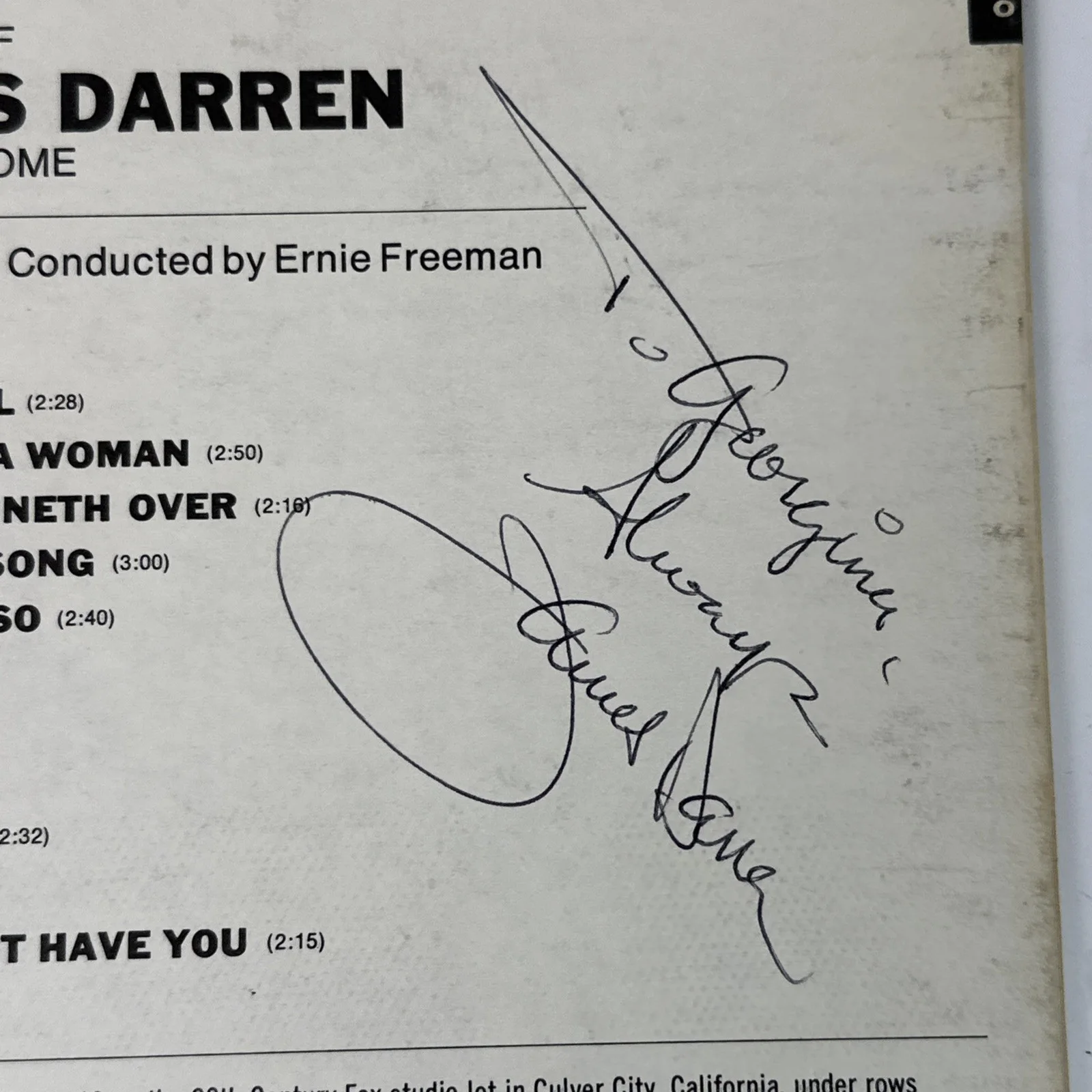James Darren “All” Album, Back Cover SIGNED by the Artist, + Mystery Signature, изображение 3