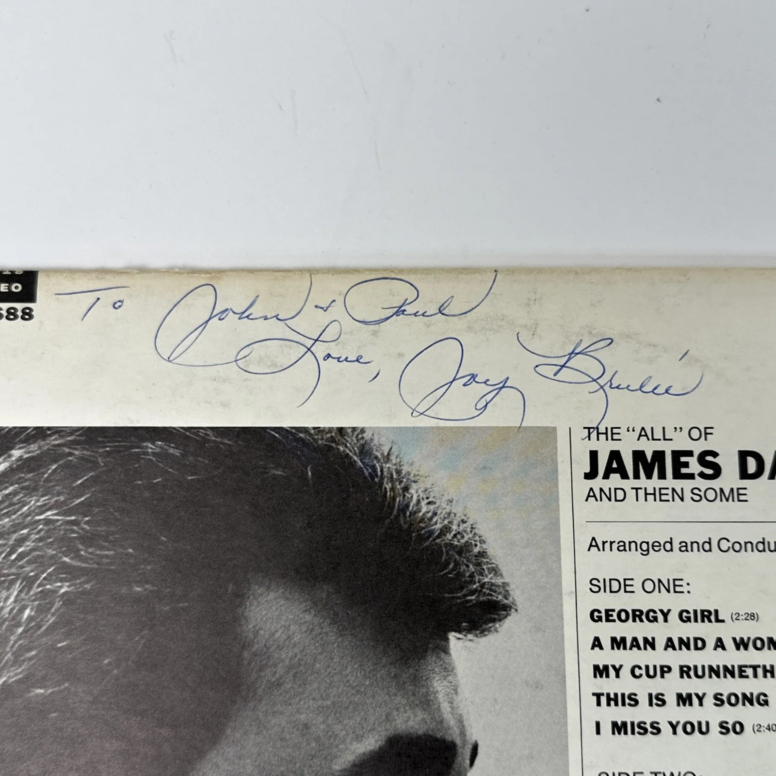 James Darren “All” Album, Back Cover SIGNED by the Artist, + Mystery Signature, изображение 4