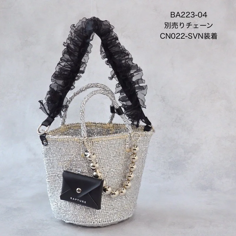 Preorder Limited Frill Shoulder Sisal Basket 2-Way Bag BA-225, image 3