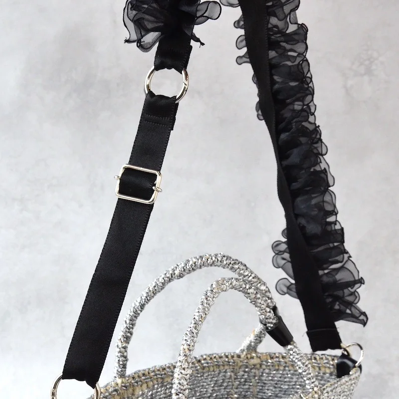 Preorder Limited Frill Shoulder Sisal Basket 2-Way Bag BA-225, image 4