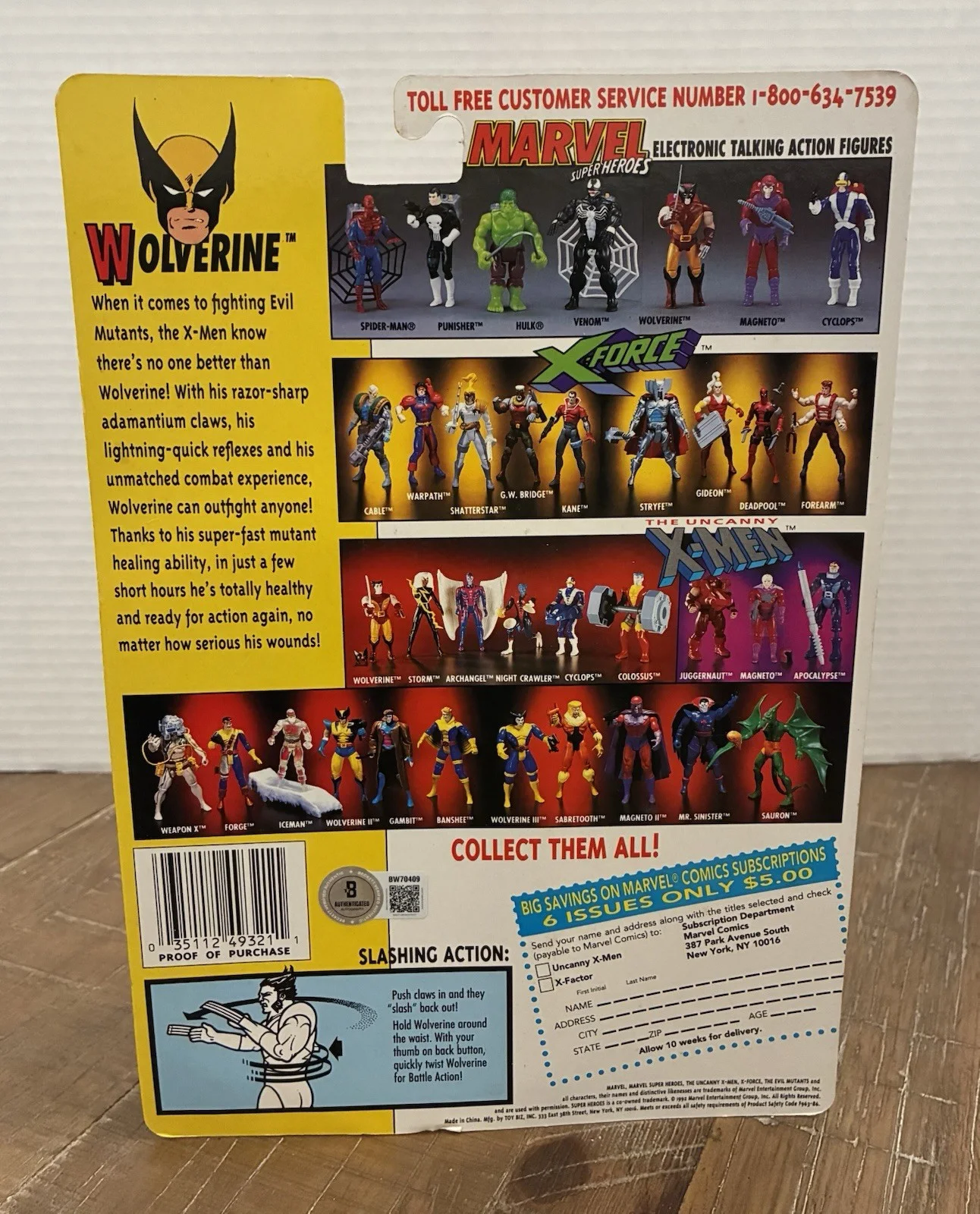 Cal Dodd — Cal Dodd Signed 1992 Toy Biz X-Men Wolverine Figure Beckett BAS, изображение 4