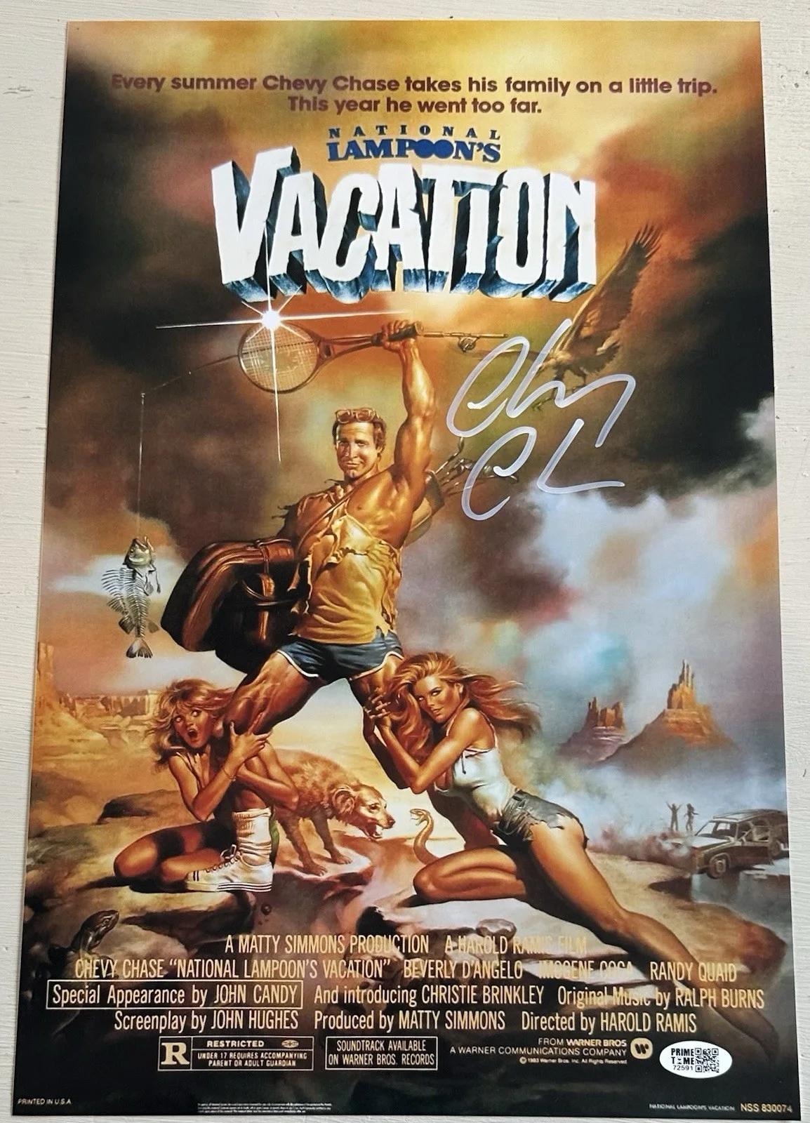 Chevy Chase — Chevy Chase Signed Auto National Lampoon's Vacation 11x17 Poster Prime Time COA, изображение 3