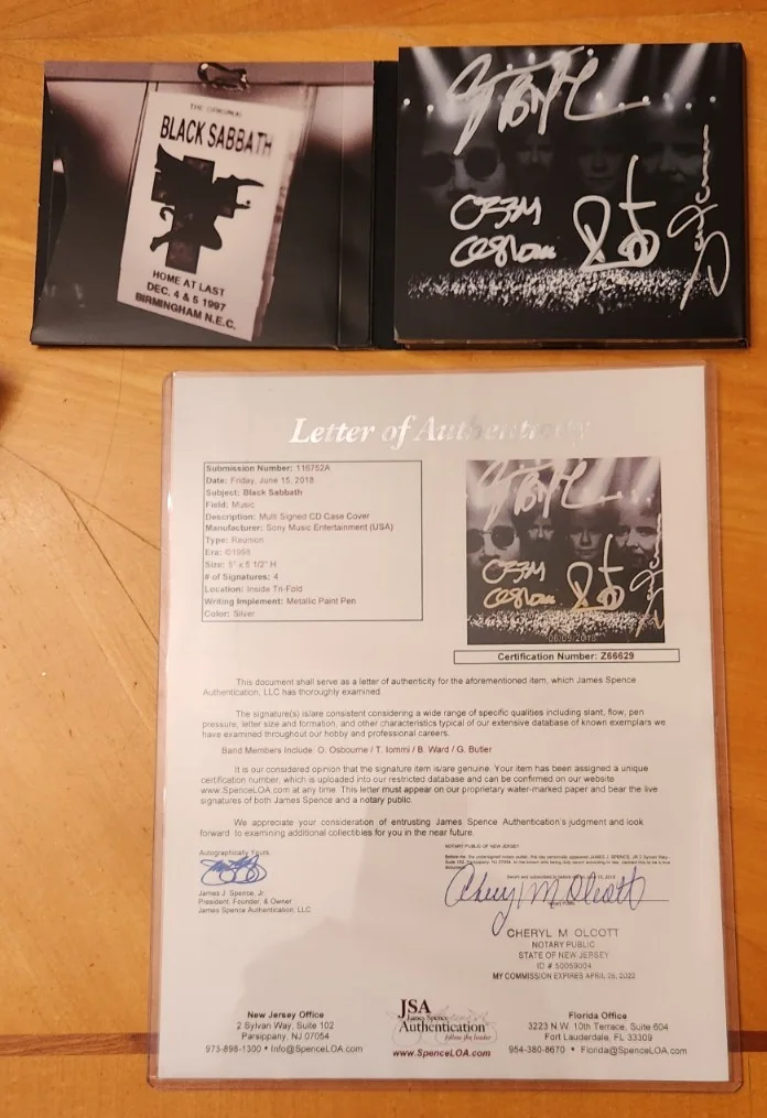 black sabbath reunion cd signed 4X by OZZY osbourne TONY/ BILL W/ GEEZER JSA COA, изображение 5