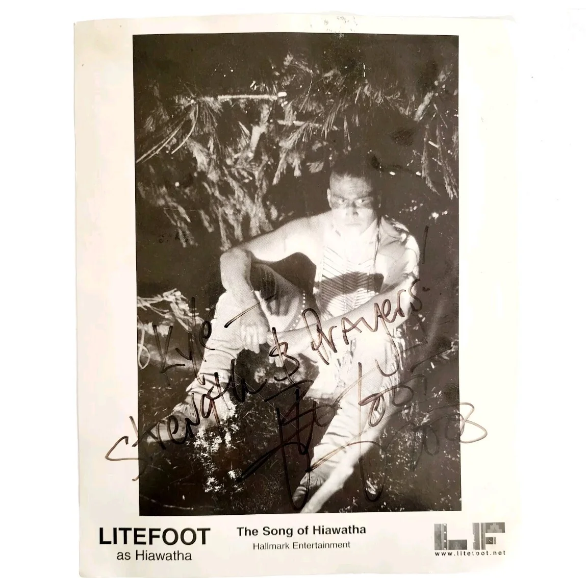 Litefoot — Song Of Hiawatha Litefoot Signed Photo Print 2008 Native American Movie DWHH11, изображение 2