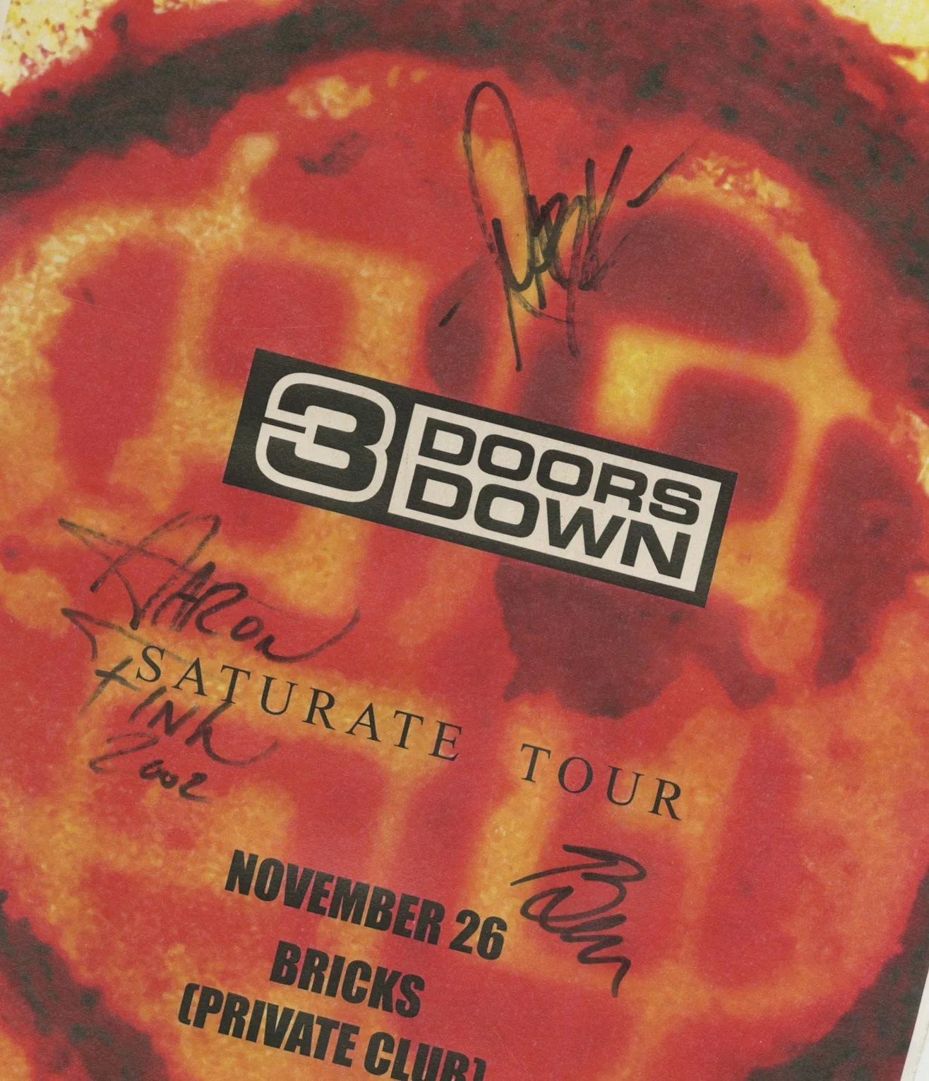 Breaking Benjamin autographed concert poster 2002 Benjamin Burnley Mark Klepaski, image 2
