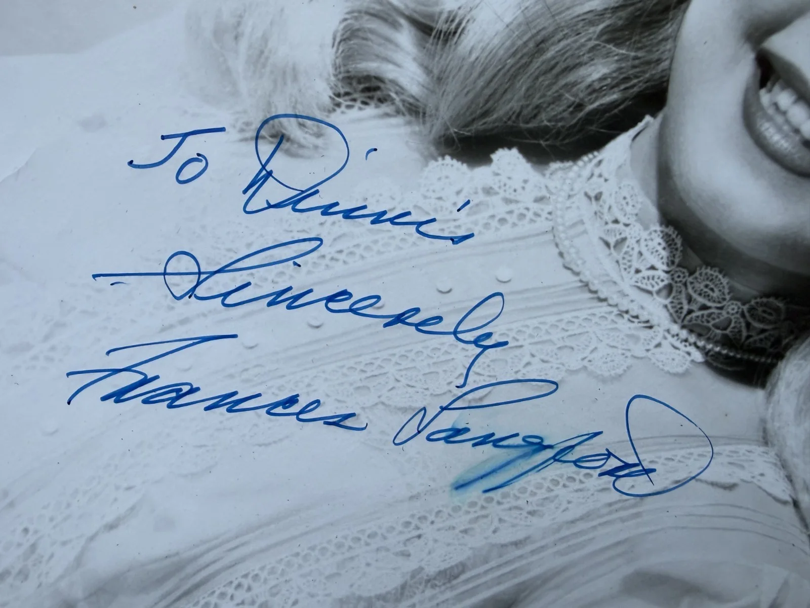 Vintage Signed Inscribed 8 x 10 pub. photo FRANCES LANGFORD singer (1913-2005), image 2