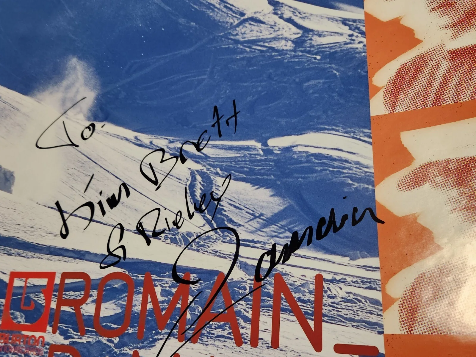 Signed Autographed Burton Snowboard Poster Romain De Marchi 26" X 19", изображение 2