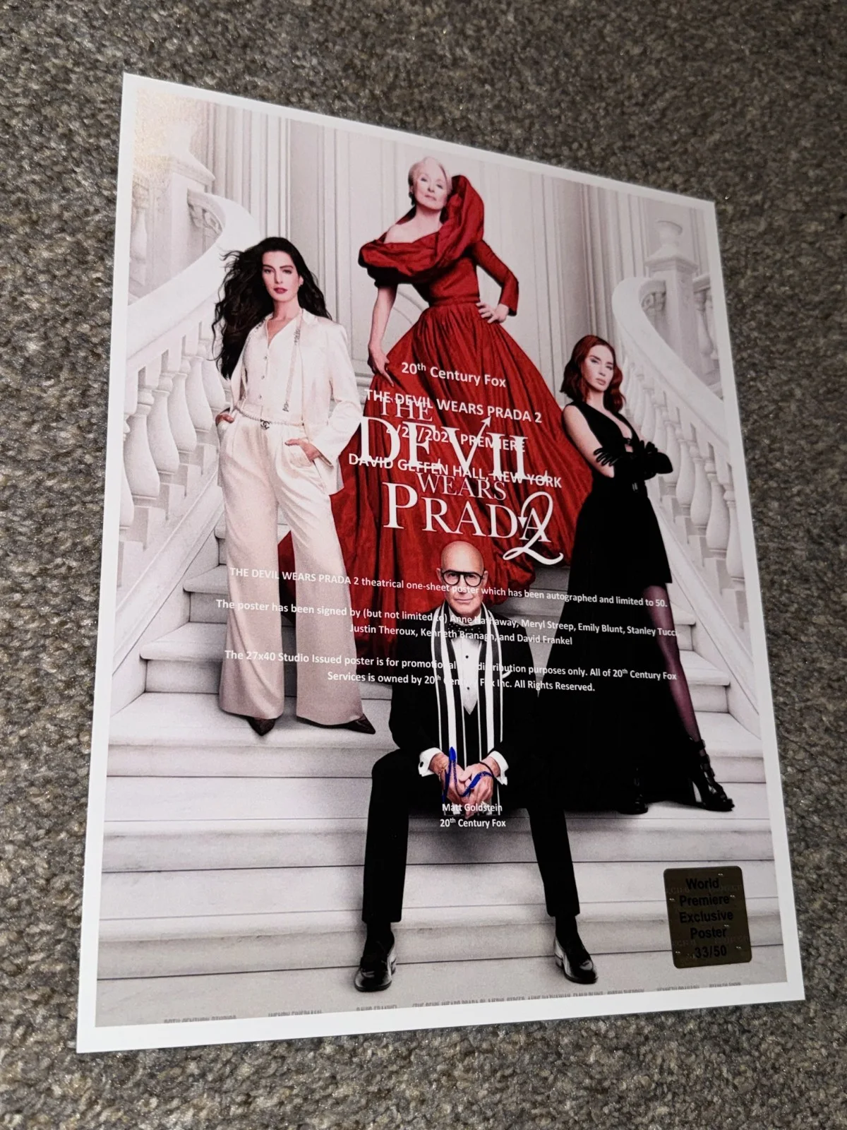 The Devil Wears Prada 2 Movie Poster Cast Signed Anne Hathaway COA Fashion, изображение 5