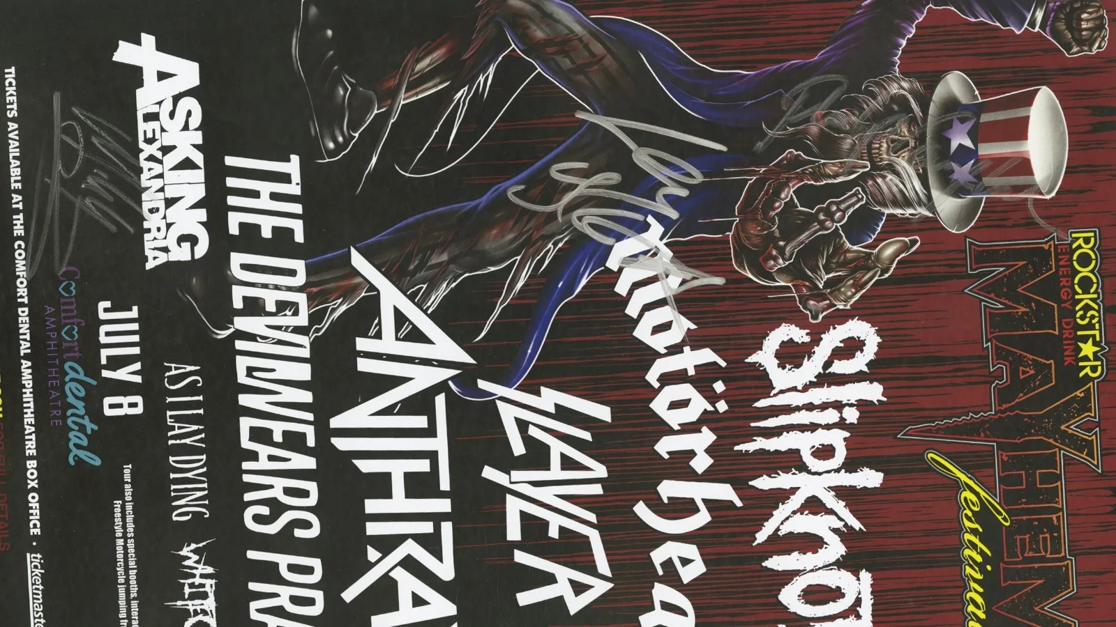 Motorhead autographed concert poster 2012 Mikkey Dee, Lemmy Kilmi Kilmister, image 2