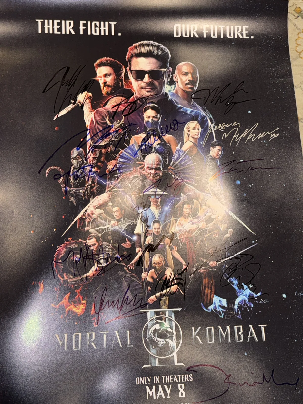 Mortal Kombat II Movie Poster Signed COA 2 COA Rare Game Johnny Cage 2026 Urban, изображение 3