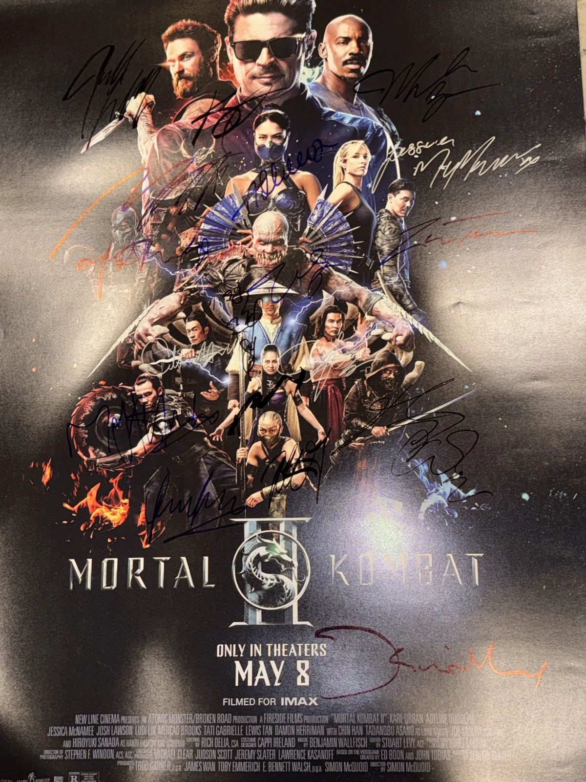 Mortal Kombat II Movie Poster Signed COA 2 COA Rare Game Johnny Cage 2026 Urban, изображение 4
