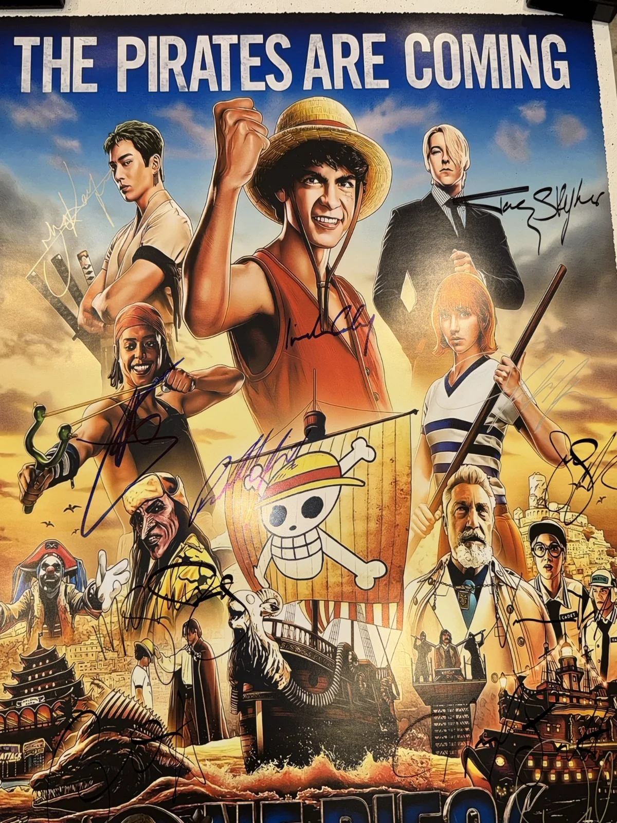 One Piece Netflix TV Movie Poster Cast Signed COA Rare Collection tcg card holo, изображение 2