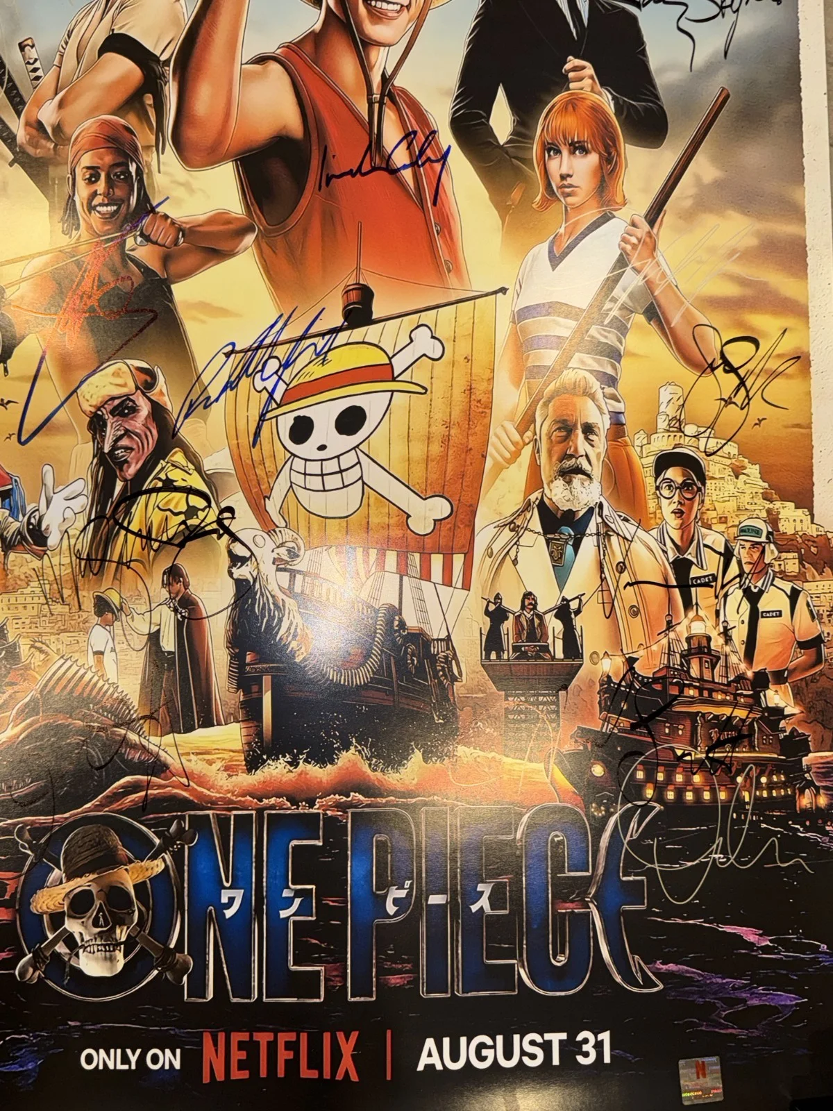 One Piece Netflix TV Movie Poster Cast Signed COA Rare Collection tcg card holo, изображение 3