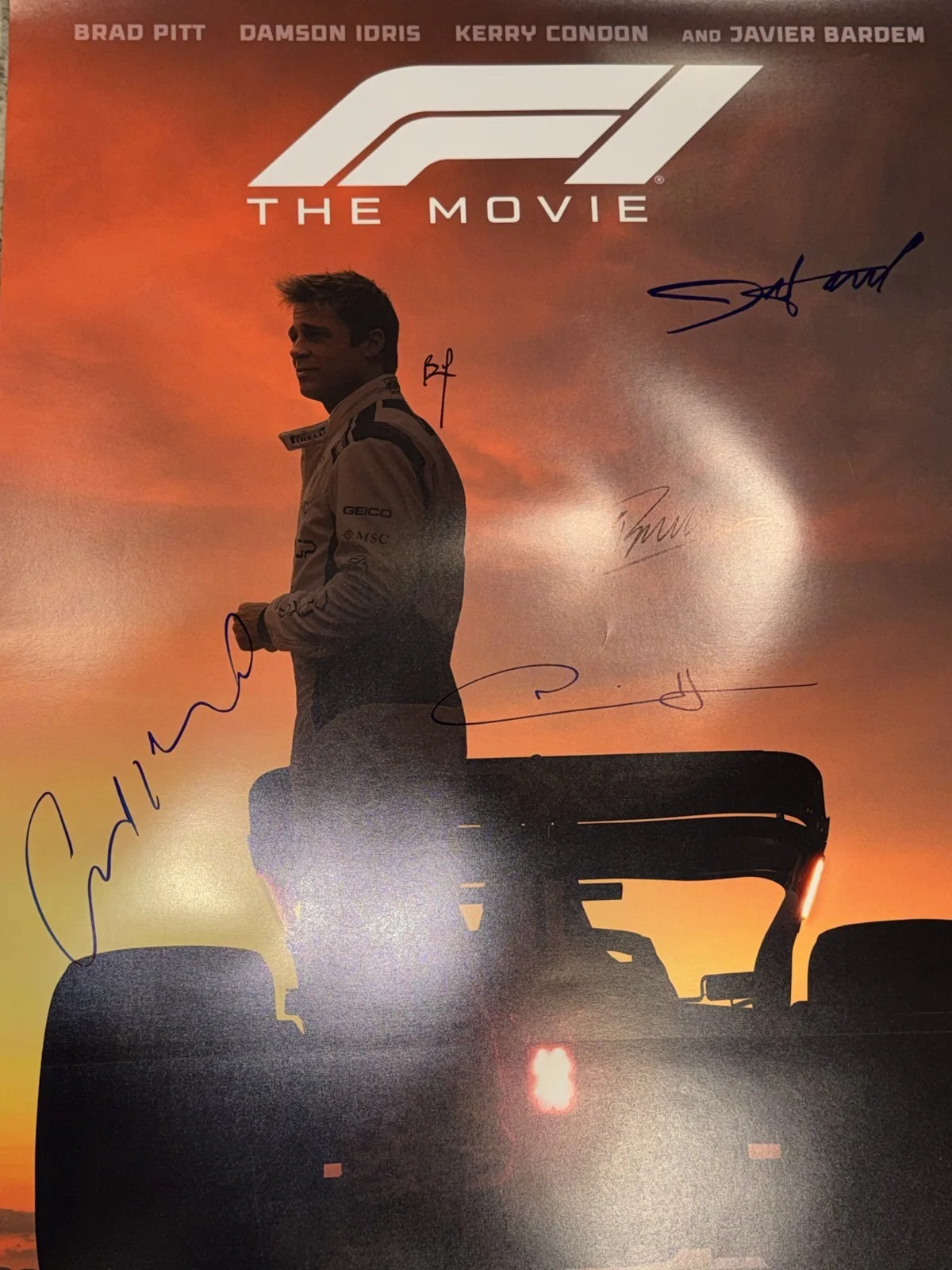 F1 The Movie 2025 Movie Poster Cast Signed COA Brad Pitt Damson Idris Racing WOW, изображение 2