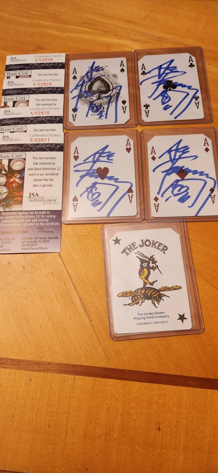 4 autoLOT ACE FREHLEY SIGNED EMPRESS CASINO ACE CARDS FROM DECK + JOKER JSA COAS, изображение 3
