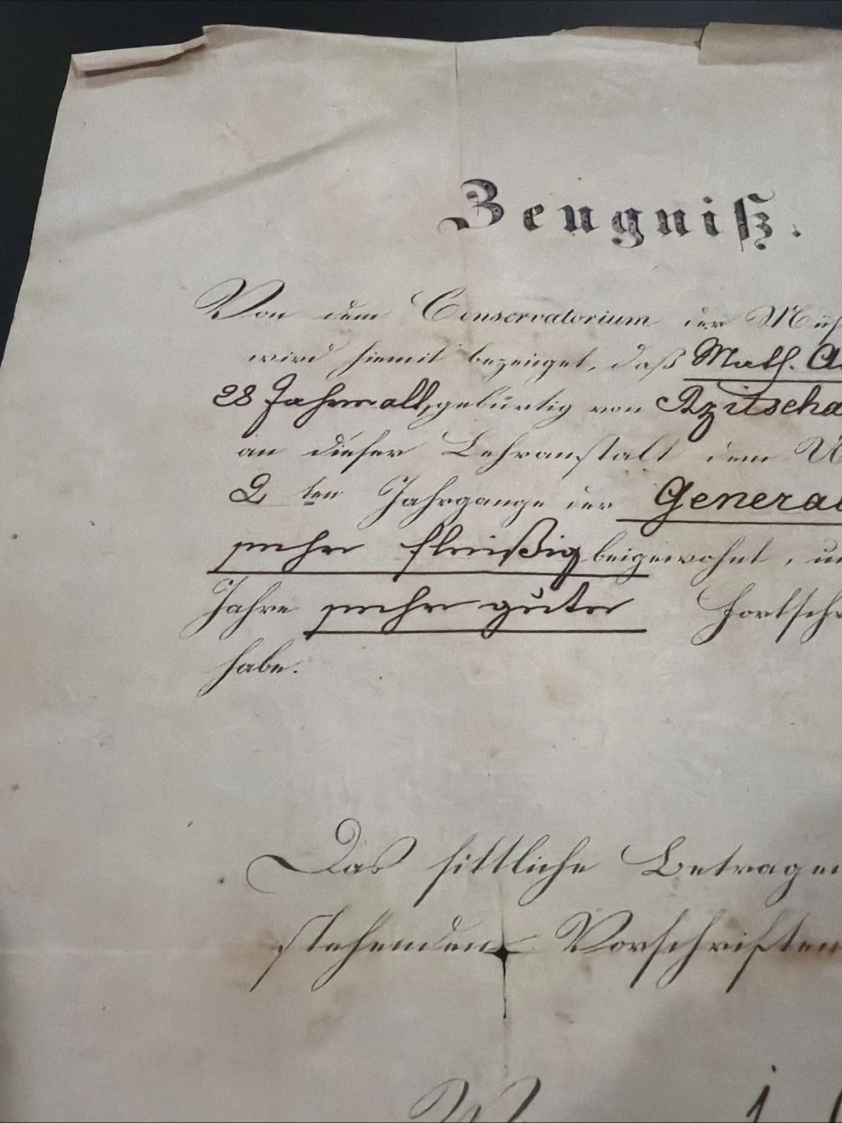 1834 Vienna Music Conservatory Diploma Generalbass Signed Composer C G Salzmann, image 2