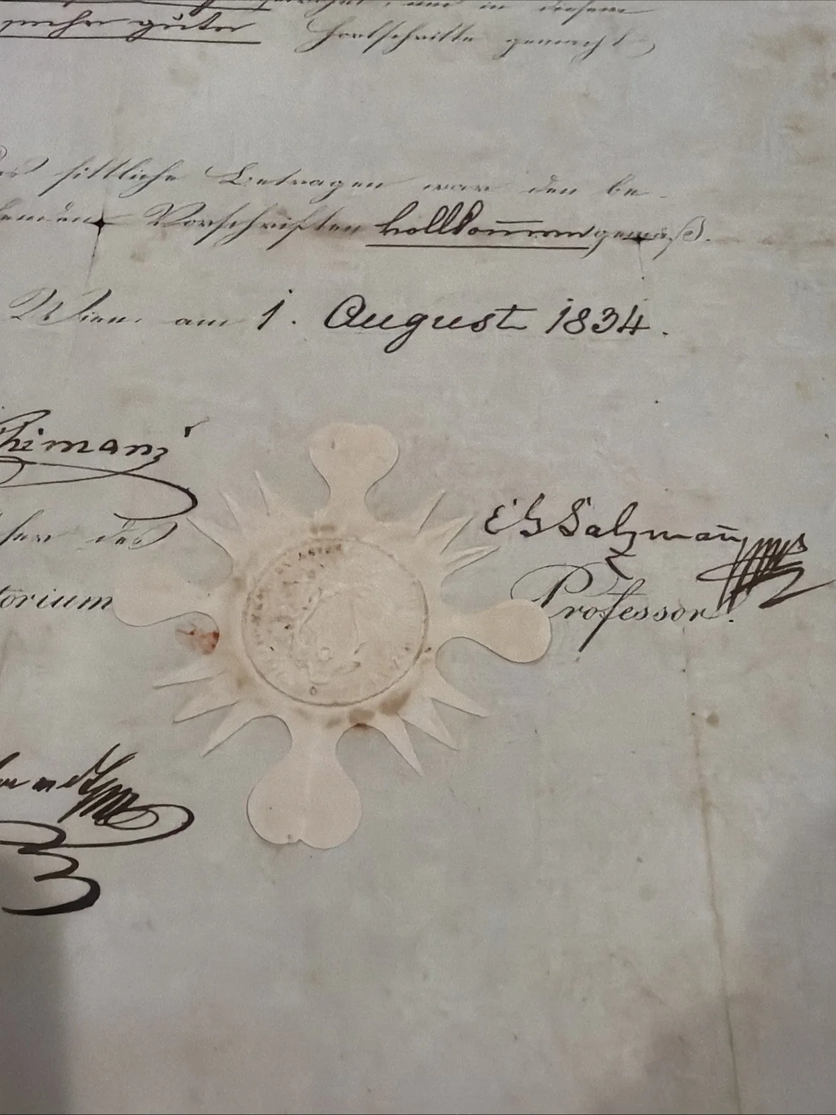 1834 Vienna Music Conservatory Diploma Generalbass Signed Composer C G Salzmann, image 5