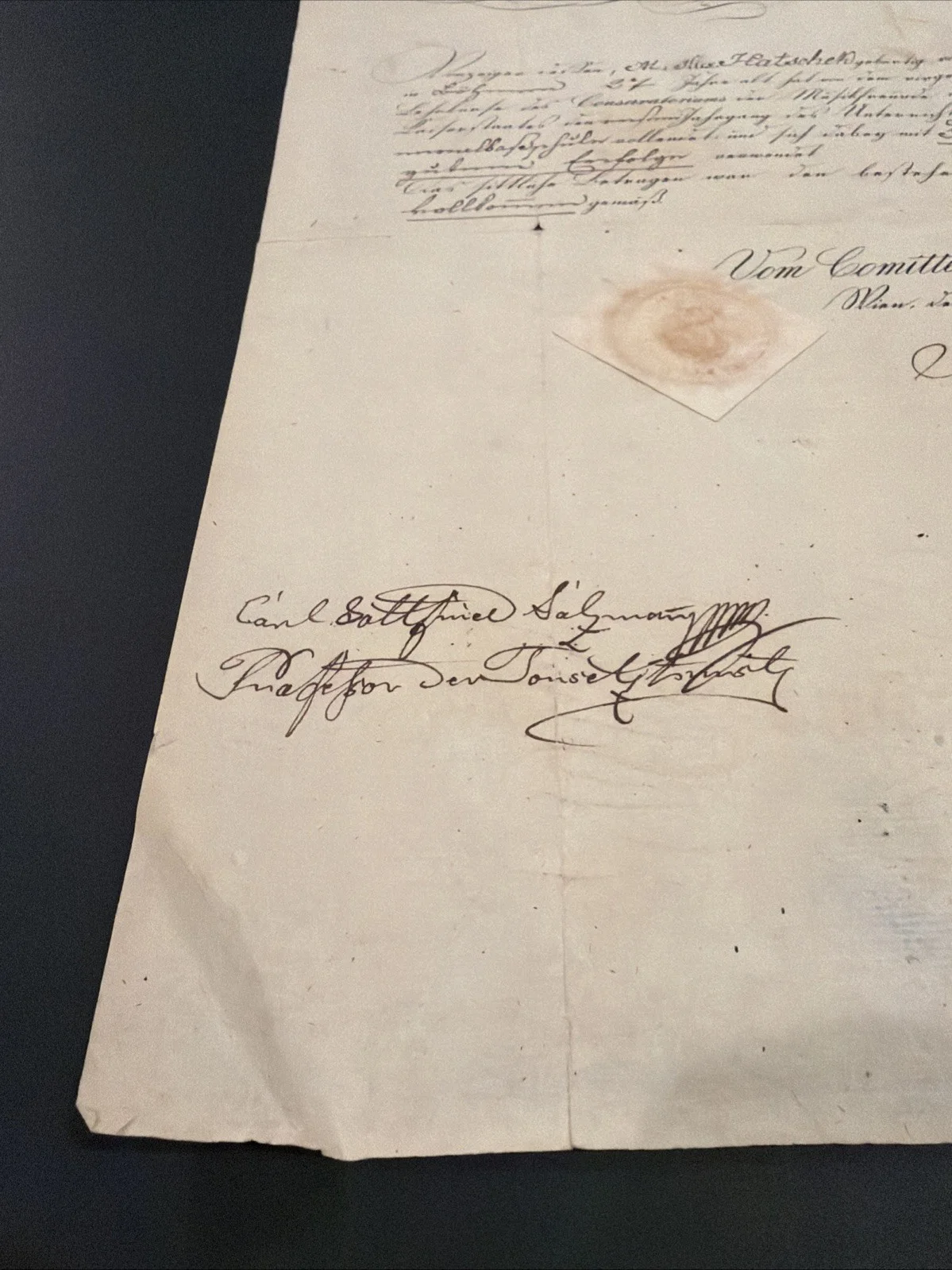 1833 Vienna Music Conservatory Diploma Signed Composer Carl Gottfried Salzmann, изображение 3