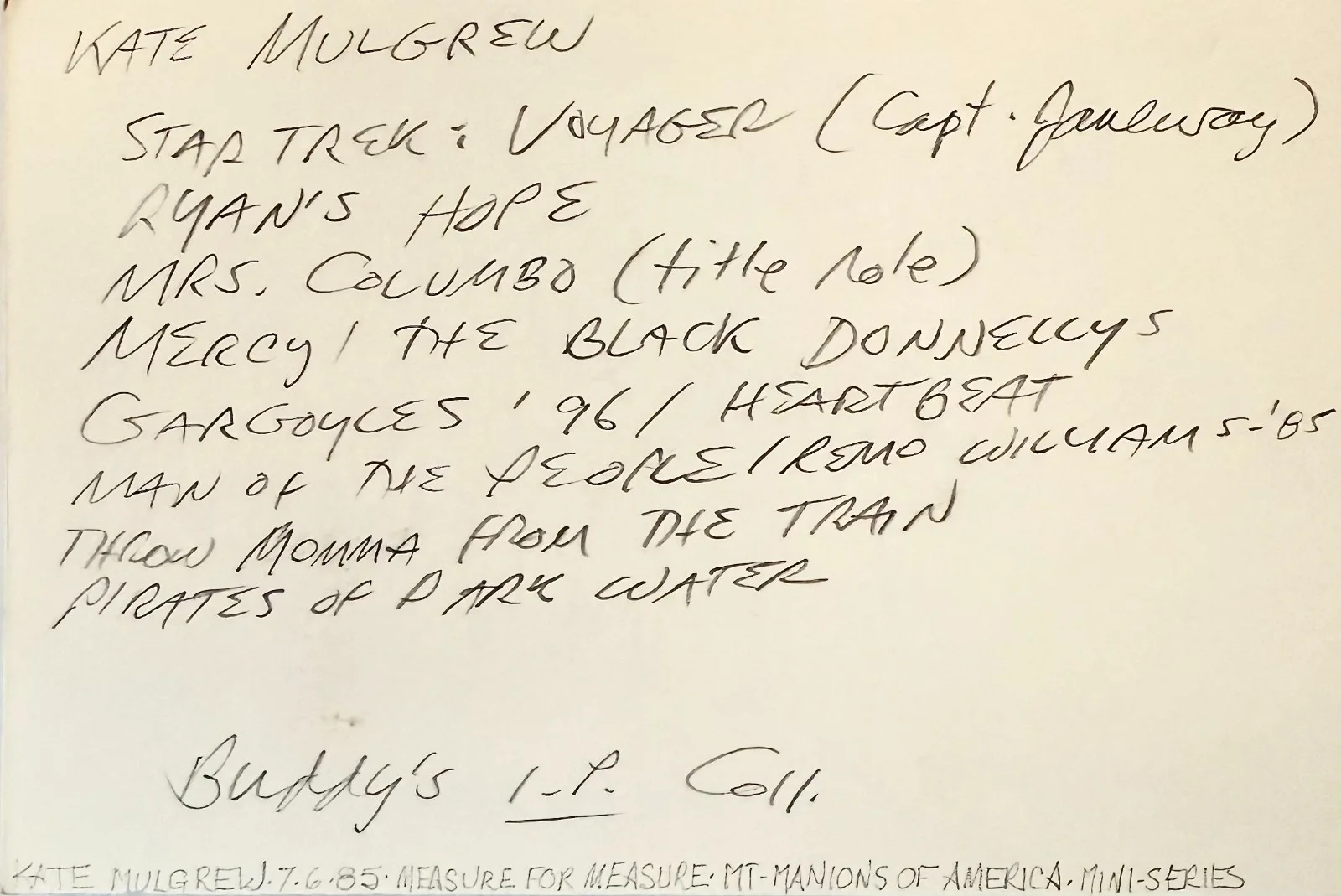 Kate Mulgrew — KATE MULGREW Signed Autographed 4x6 INDEX CARD Mr. Mercedes STAR TREK : VOYAGER, изображение 2