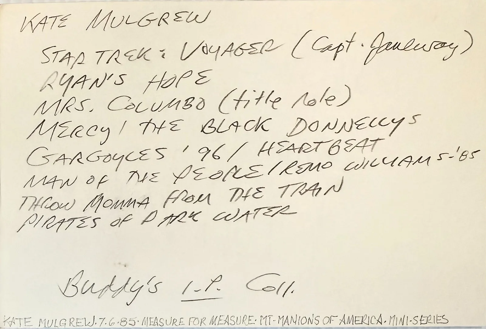 Kate Mulgrew — KATE MULGREW Signed Autographed 4x6 INDEX CARD Mr. Mercedes STAR TREK : VOYAGER, изображение 4