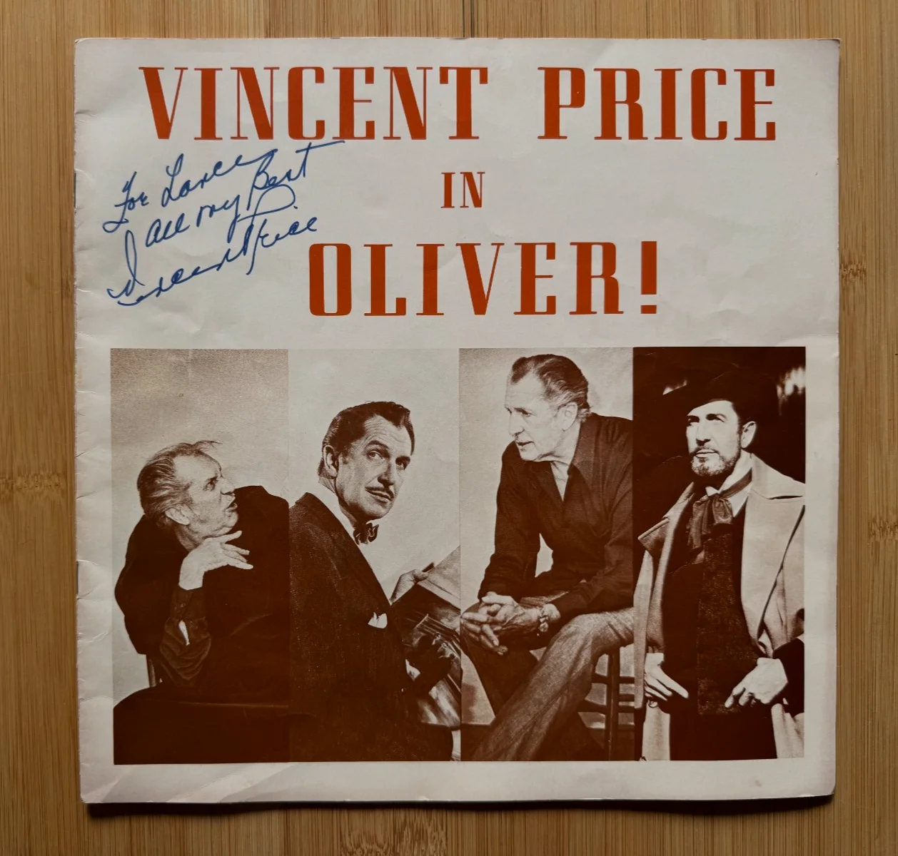 VINCENT PRICE — Vincent Price & Cast Signed 1976 Dallas Summer Musical Program for Oliver!