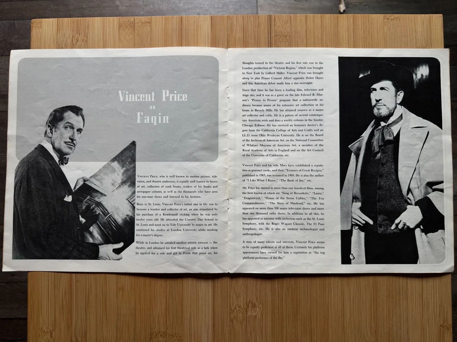 VINCENT PRICE — Vincent Price & Cast Signed 1976 Dallas Summer Musical Program for Oliver!, image 4