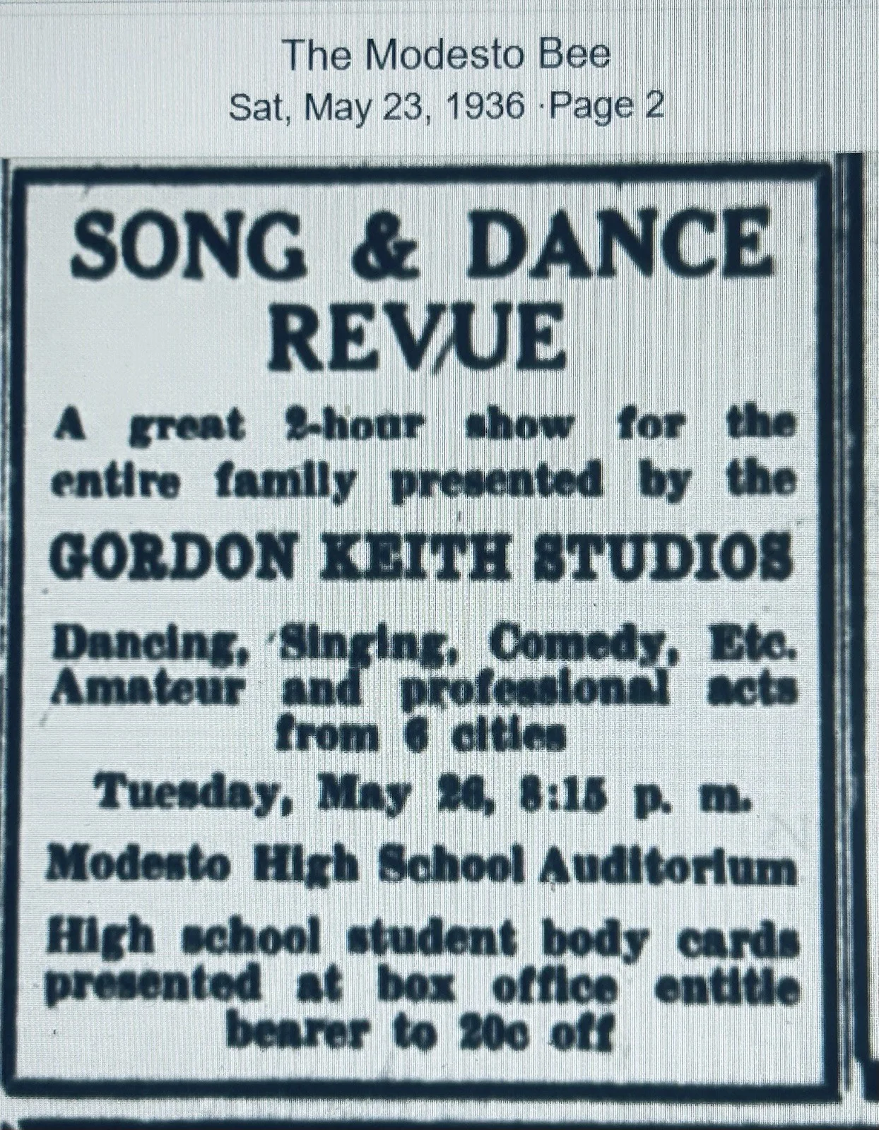 1936 MODESTO & MERCED HIGH SCHOOLS SIGNED GORDON KEITH DANCERS PROGRAM, image 5